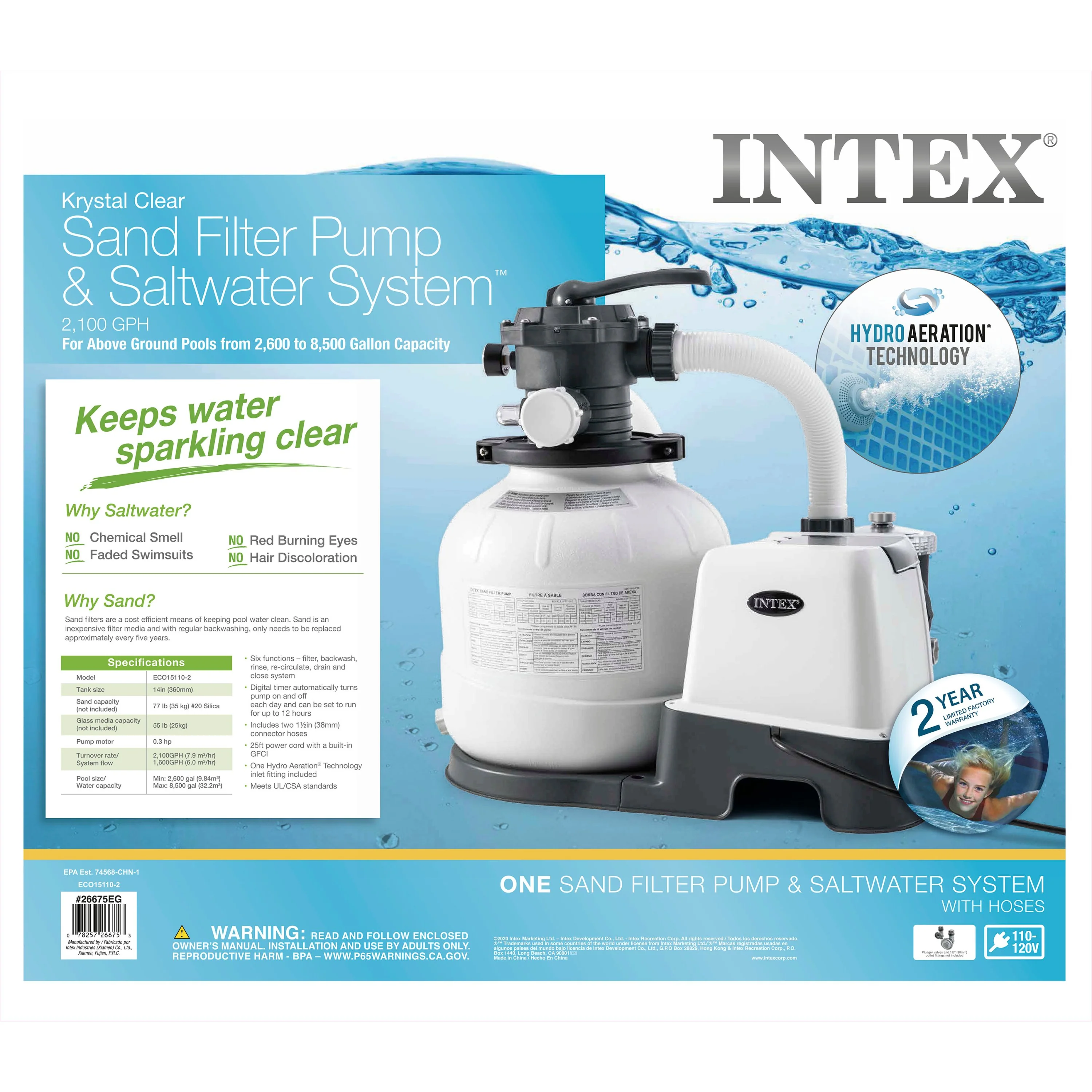 Krystal Clear Sand Filter Pump & Saltwater System For Pools Up To 8,500 Gallons - Image 2
