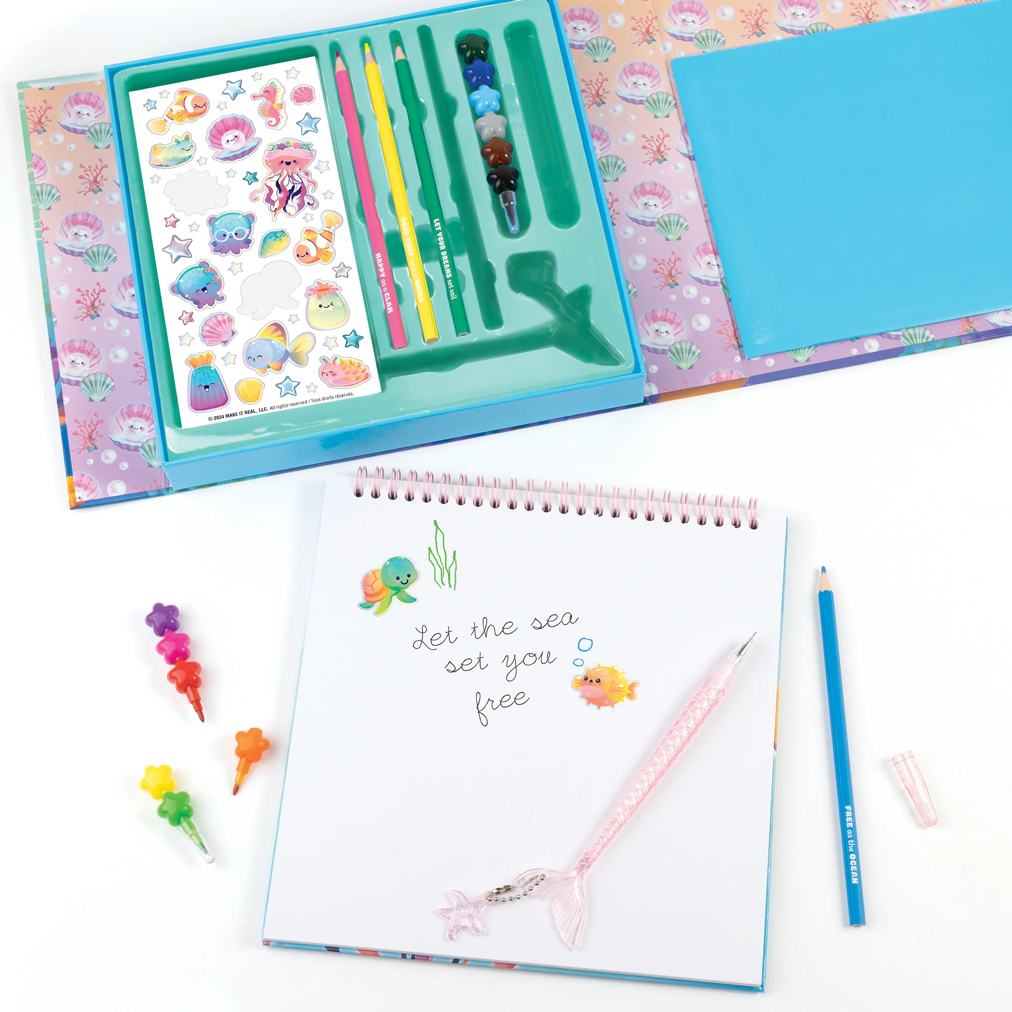 Three Cheers For Girls Seas The Day 20-Piece Aquatic Artist Drawing Set With Magnetic Storage Box - Image 3