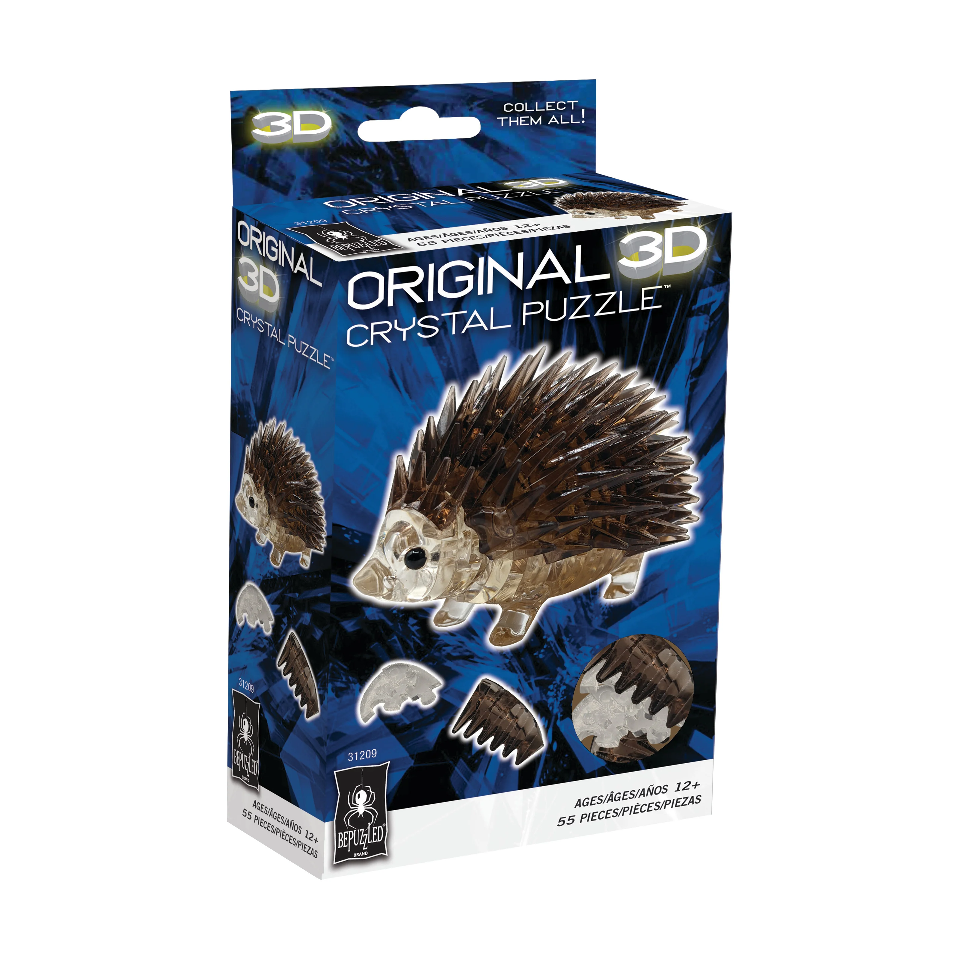 3D Crystal Puzzle - Adorable Hedgehog Design, 55 Pieces - Image 2