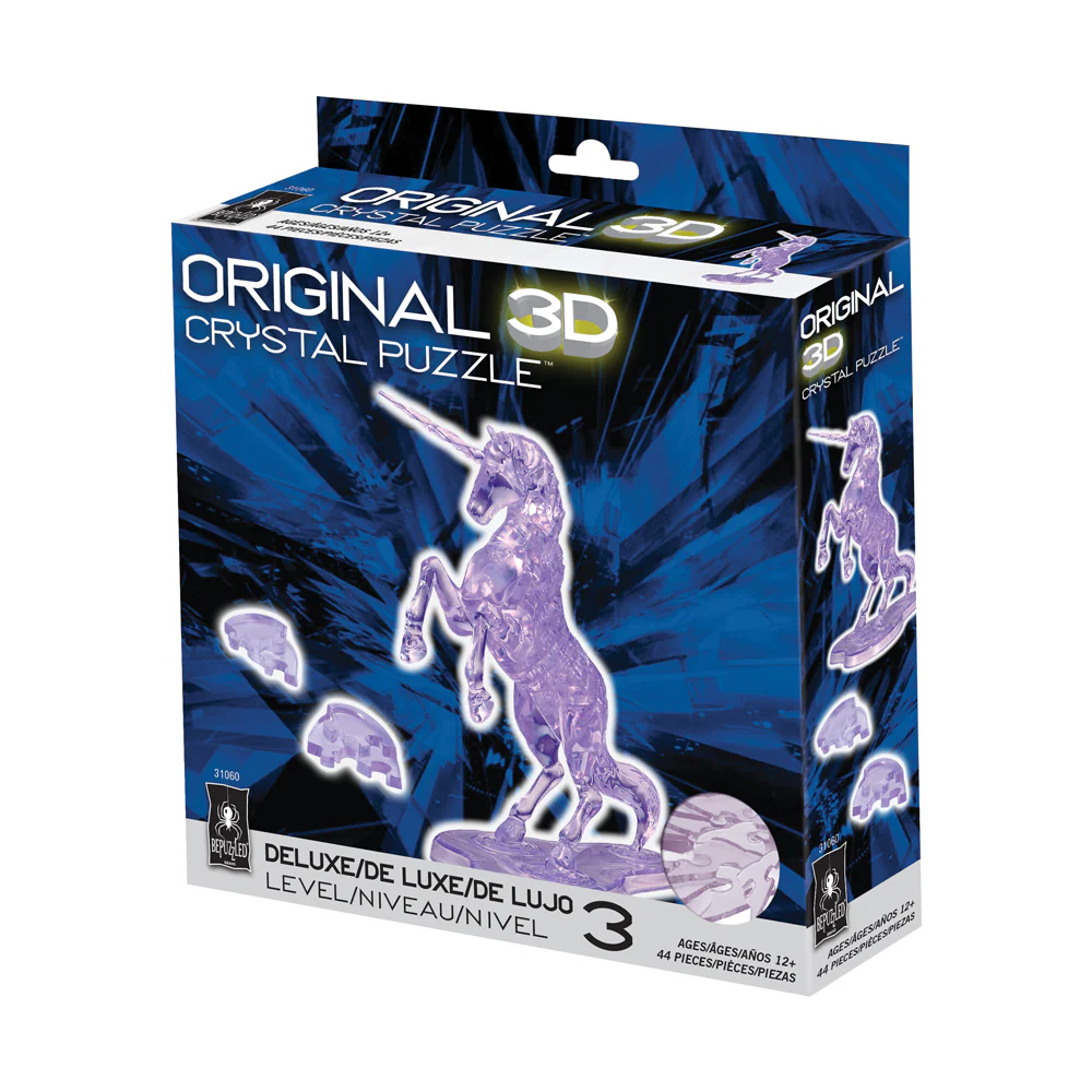 BePuzzled Purple Unicorn Deluxe 3D Crystal Puzzle - 44 pc - Image 2