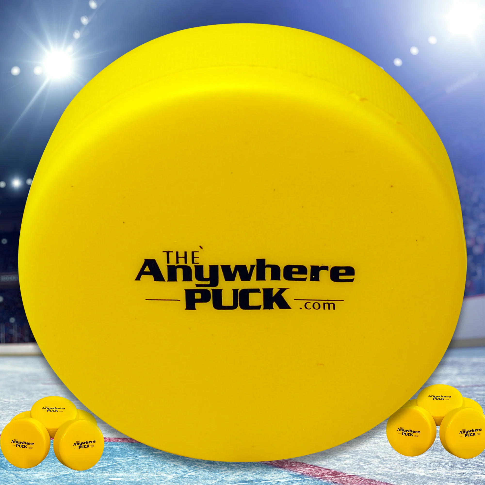 Anywhere Sports The Anywhere Puck 6-Pack Yellow Foam Hockey Training Set for Kids - Image 2
