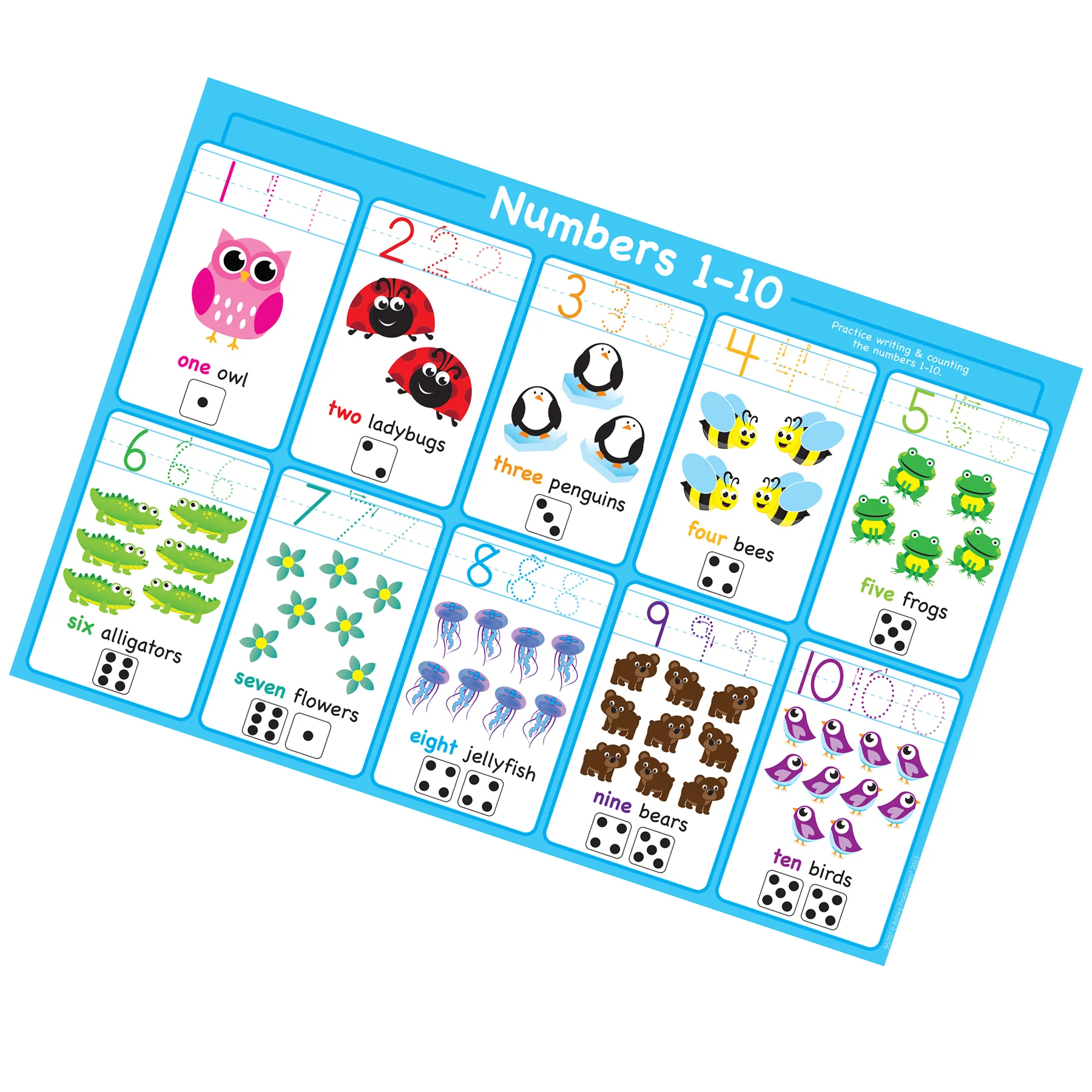 Ashley Productions Smart Poly Learning Placemat - Numbers 1-10 - 13" x 19" - Pack of 10 - Image 2