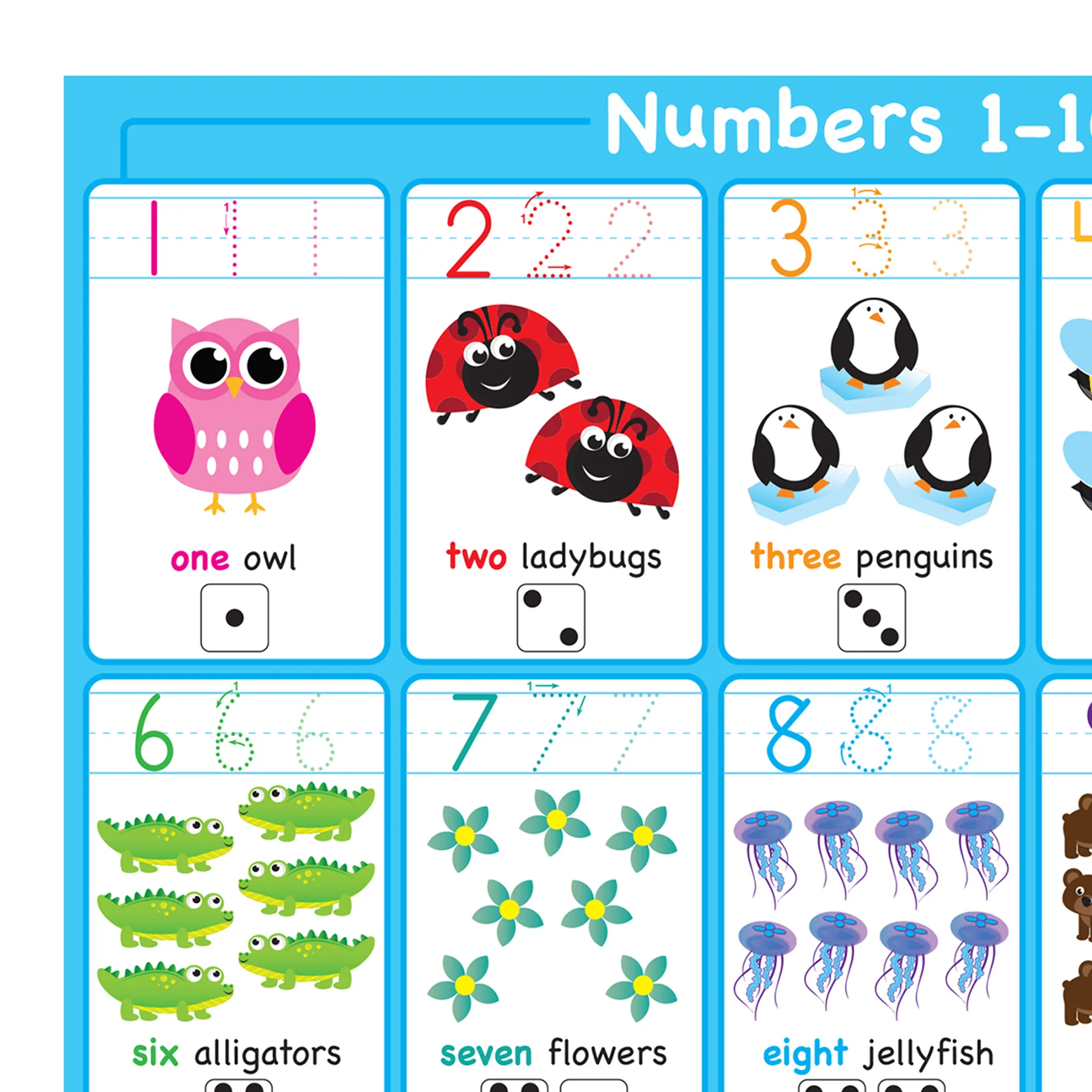 Ashley Productions Smart Poly Learning Placemat - Numbers 1-10 - 13" x 19" - Pack of 10 - Image 3