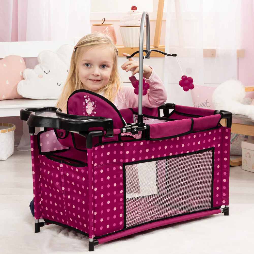 Bayer Design Dolls: Multi Bed - Hot Pink, Dots, Fairy - Playpen For Dolls Up To 18" - Image 6