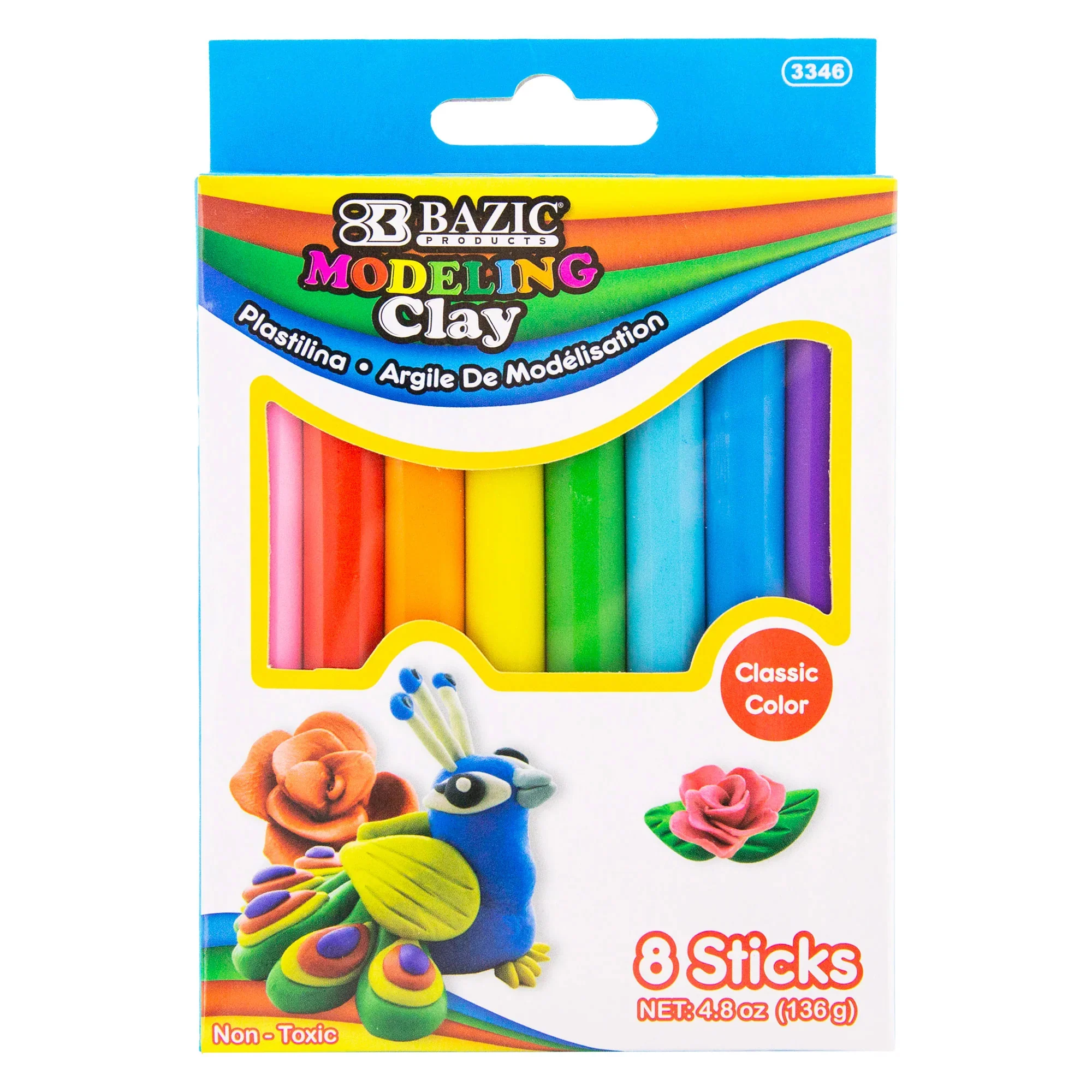 BAZIC Products Rainbow Delight Modeling Clay Sticks - 8 Vibrant Colors, 24 Packs - Image 2