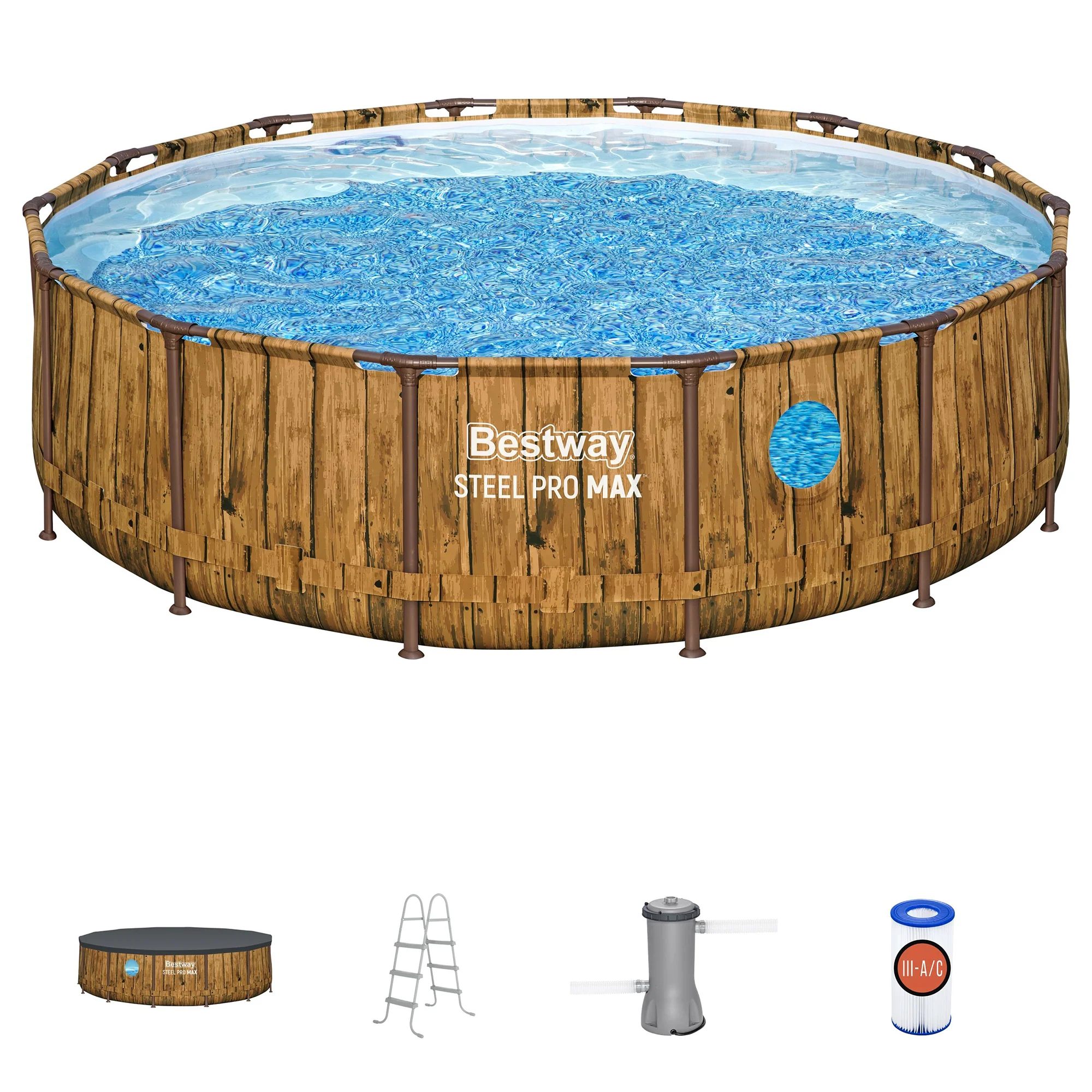 Bestway Steel Pro MAX Splashview Round Swimming Pool Set - 14' x 42"