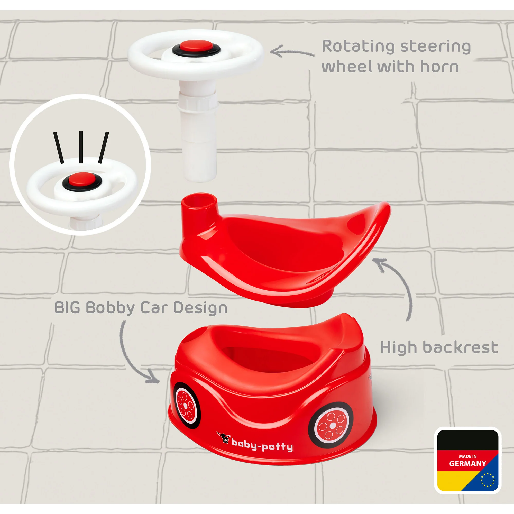 BIG Baby Potty Bobby Car Design With Steering Wheel For Ages 18 Months+ - Image 3