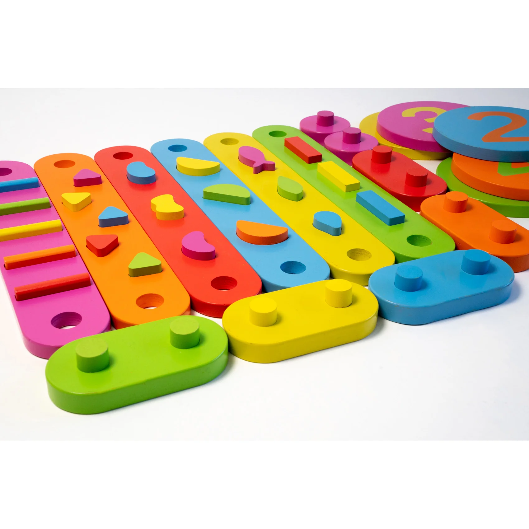 Bintiva Wood Obstacle Course Balance Path with Numbers, 17 Pieces - Image 2