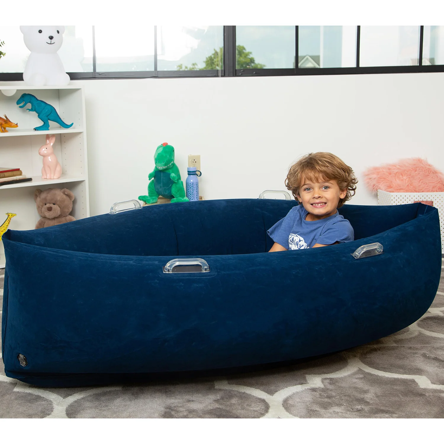 Bouncyband Comfy Hugging Peapod Sensory Pod for Kids, 60", Blue - Image 4