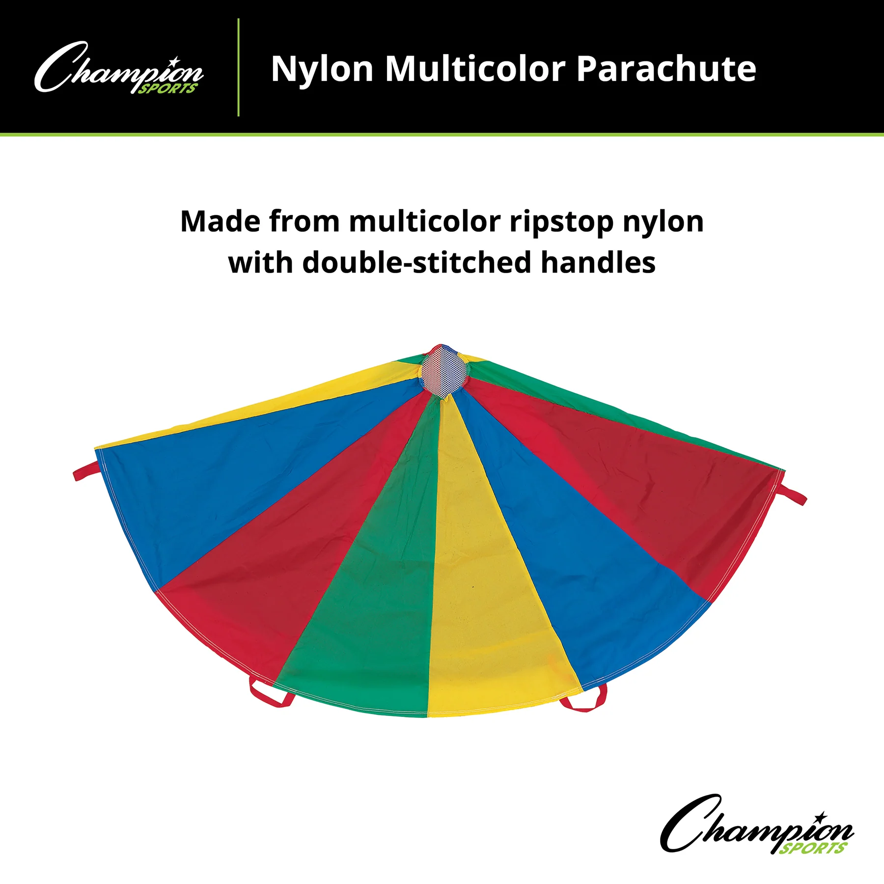 Champion Sports Rainbow Play Parachute, 20ft Dia with 16 Handles - Image 3