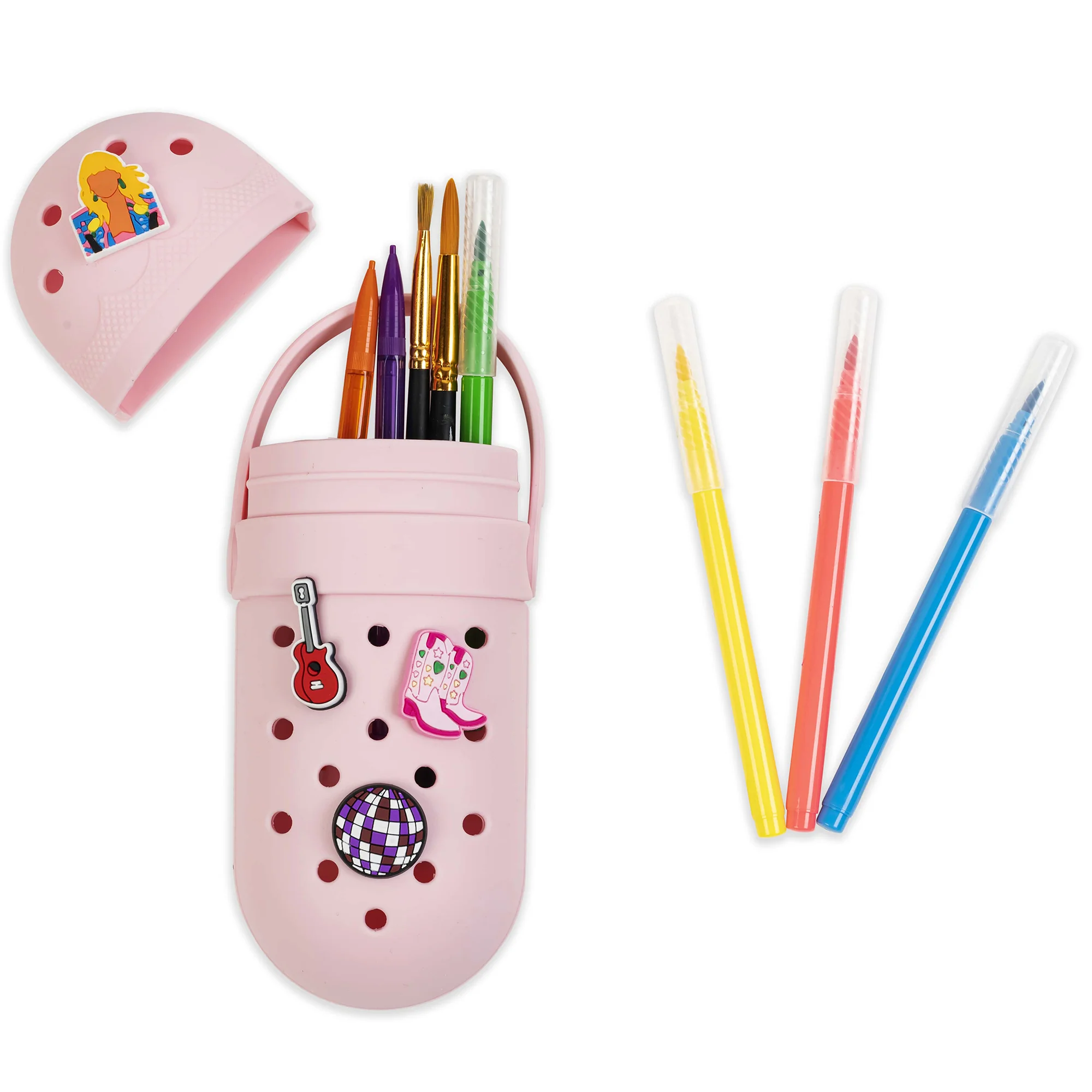 Charm Pencil Case Popstar Customizable Silicone Organizer With 4 Charms - Image 2