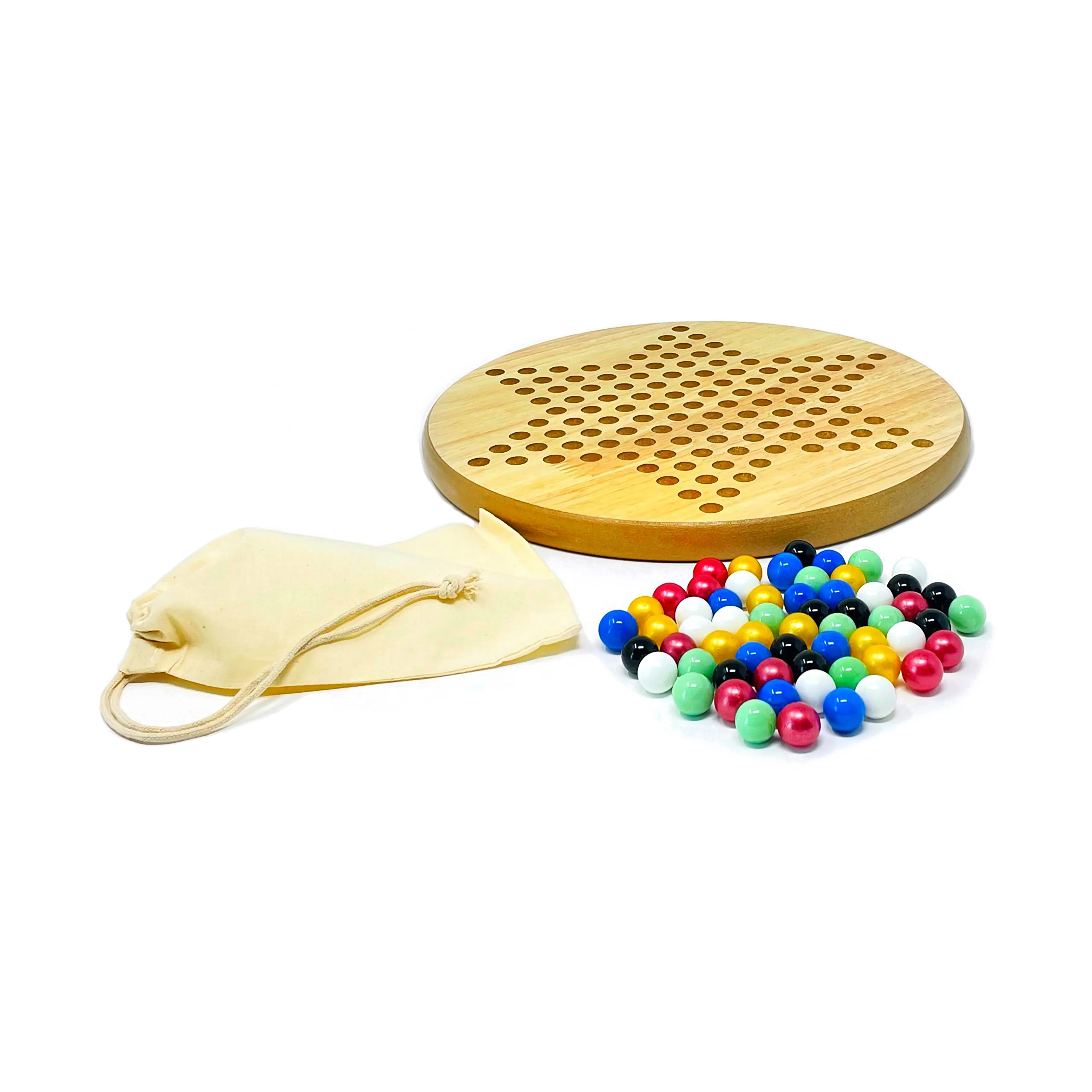 Classic Wooden Chinese Checkers Board Game with Glass Marbles - Image 4