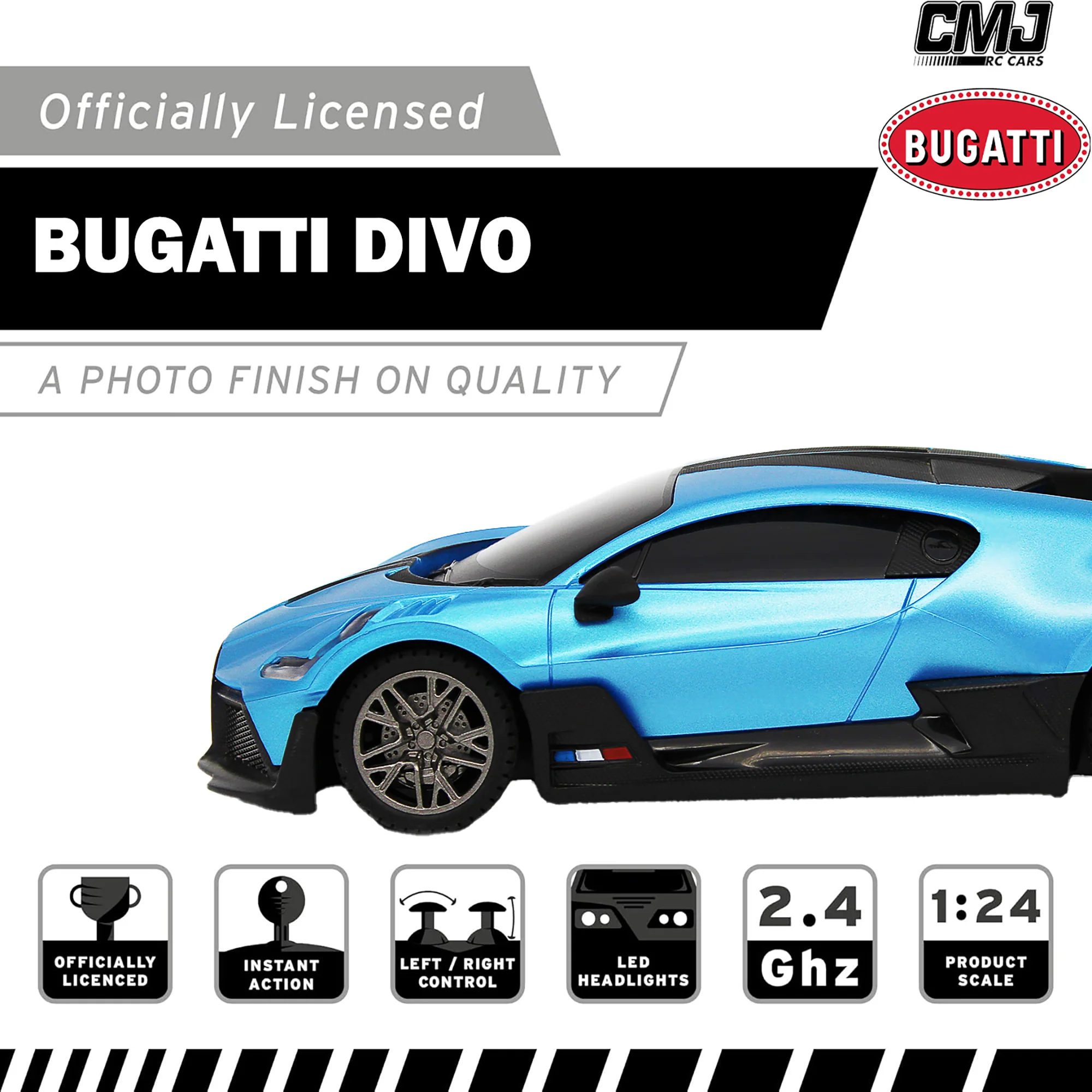 CMJ RC Cars Bugatti Divo Remote Control Vehicle - Blue - 1:24 Scale - 2.4GHz - Image 3