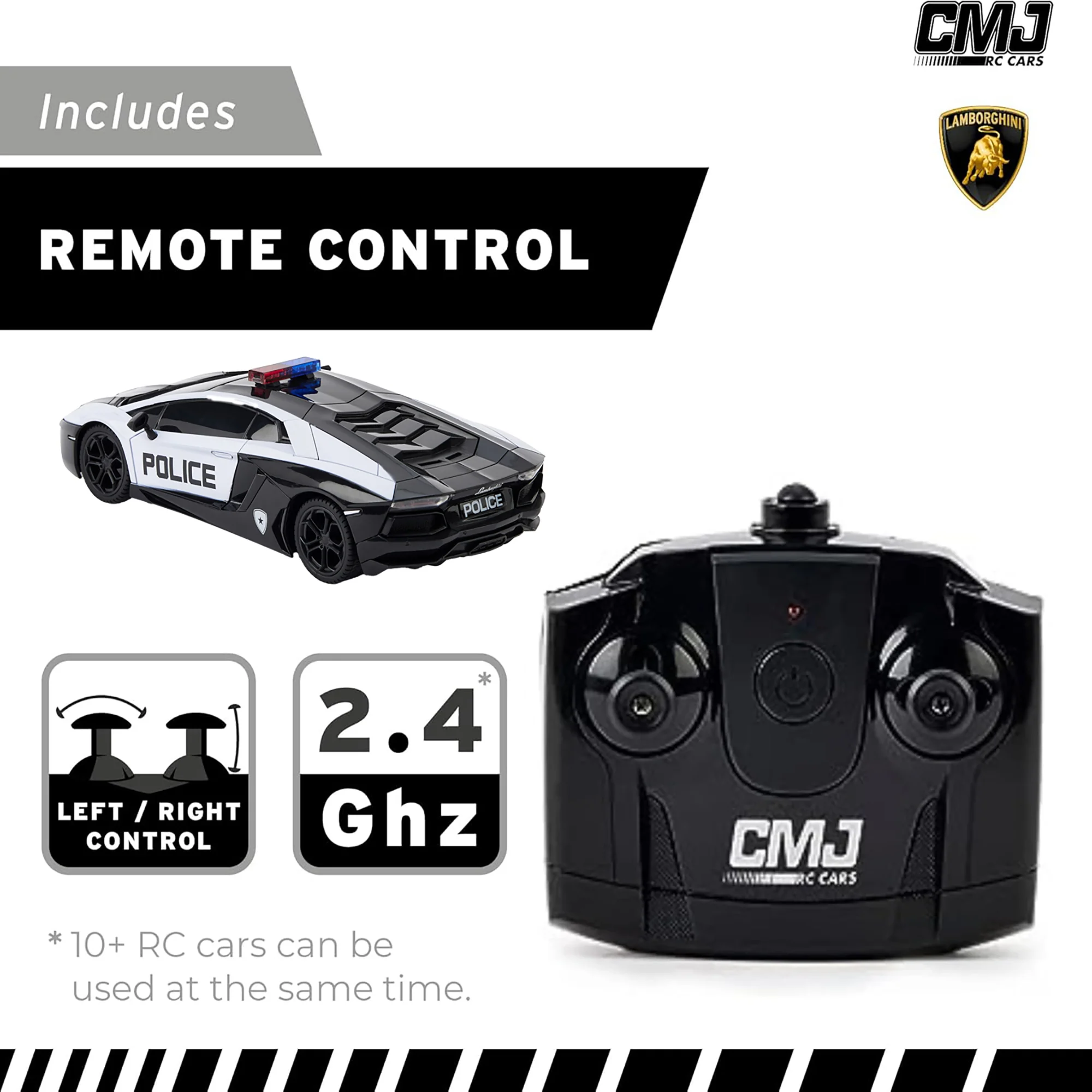 CMJ RC Cars - Lamborghini Aventador Police Car - 1:24 Scale, 2.4GHz, LED Headlights - Image 4