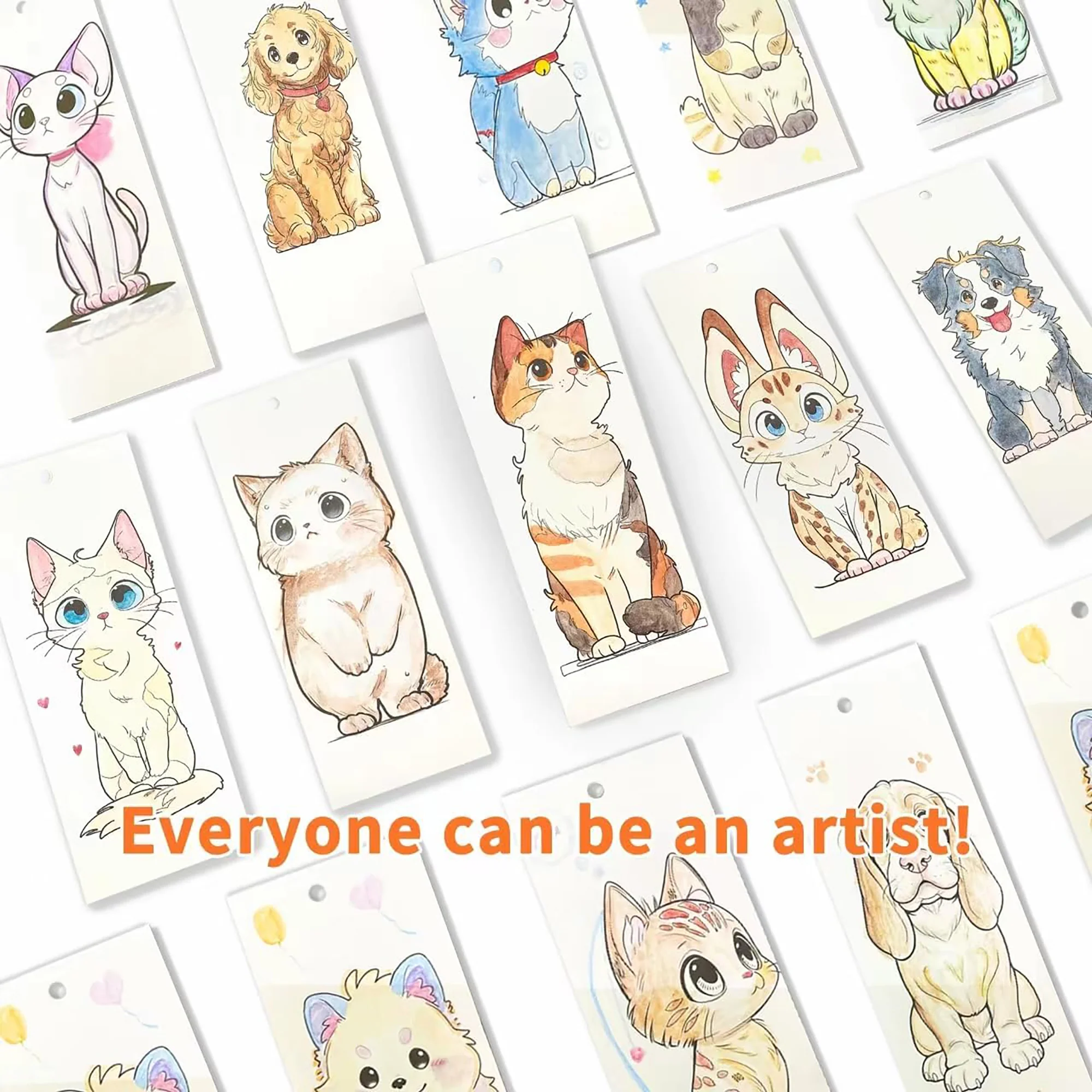 COIPlay Meow & Bark Watercolor Art Kit With 648 Paint Blocks And 52 Animal Bookmarks - Image 5