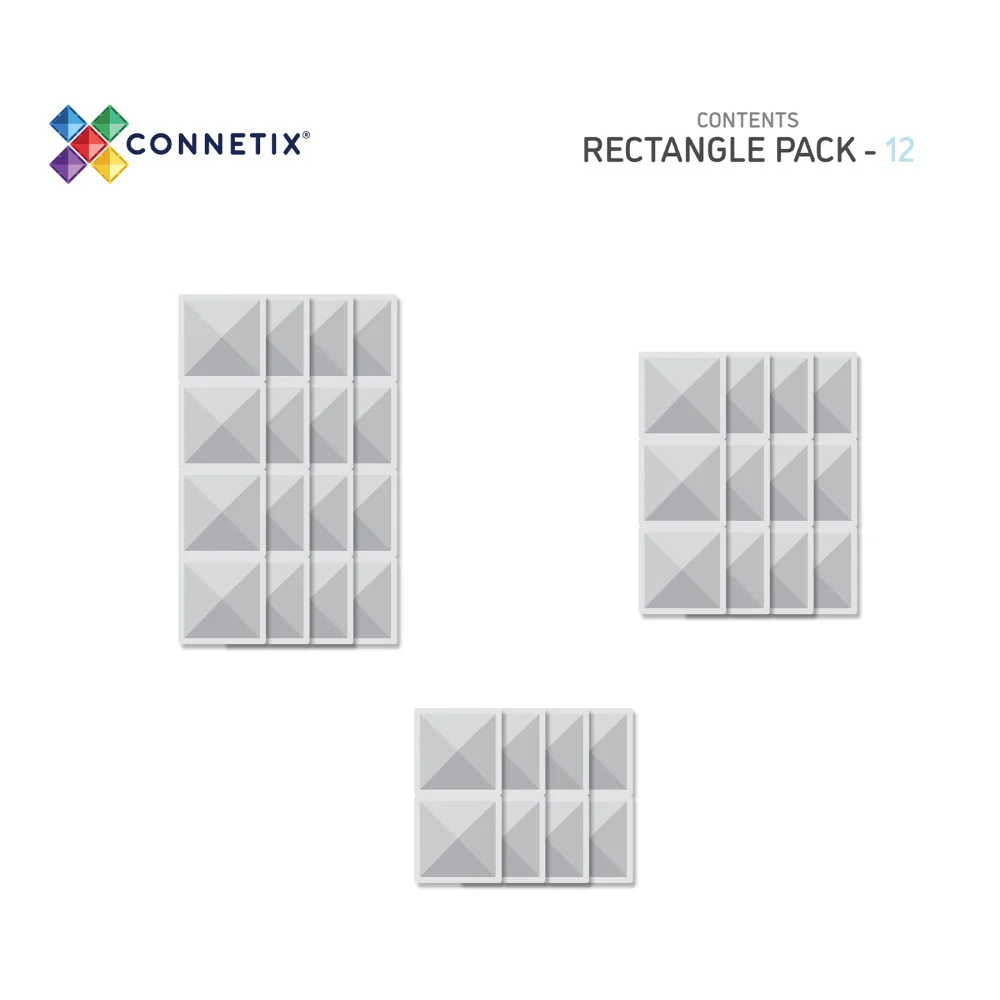 Connetix Magnetic Tiles Clear Rectangle Pack, 12-Piece Set - Image 2