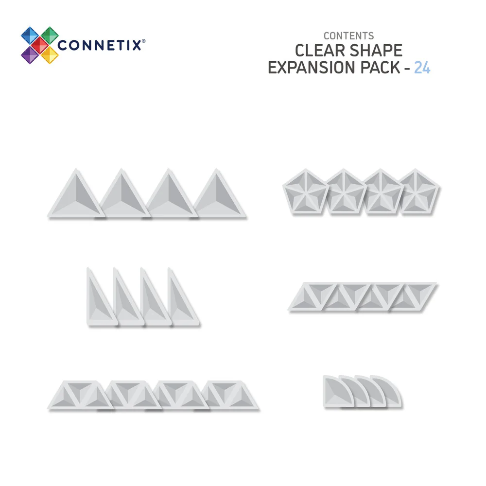 Connetix Magnetic Tiles Clear Shape Expansion Pack, 24 Pieces - Image 2