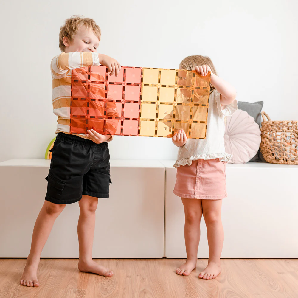 Connetix Magnetic Tiles Pastel Lemon & Peach Base Plates - 2 Pieces - Image 5