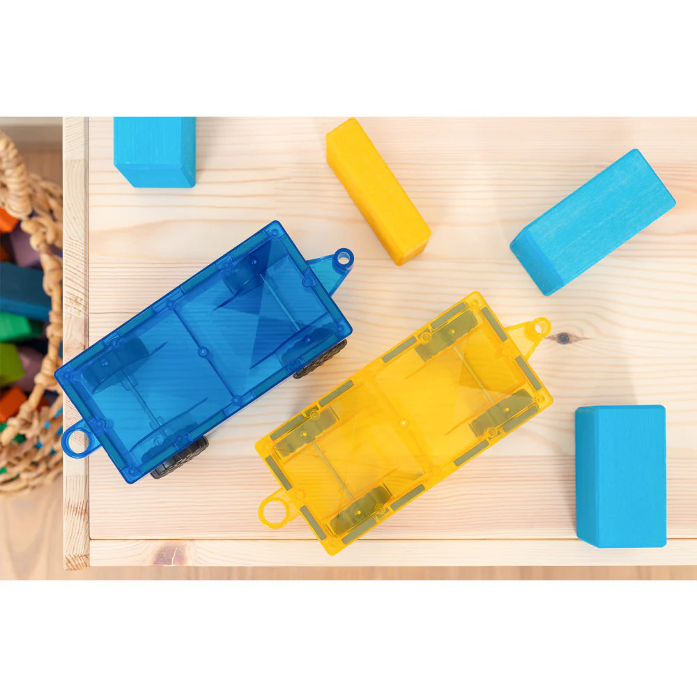 Connetix Magnetic Tiles Rainbow Car Pack, 2 Pieces - Blue/Yellow - Image 4
