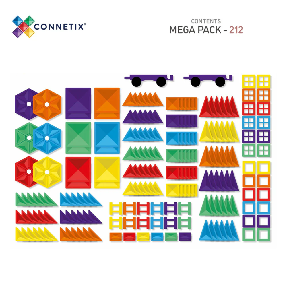 Connetix Rainbow Mega Pack Magnetic Tiles, 212 Pieces - Image 2