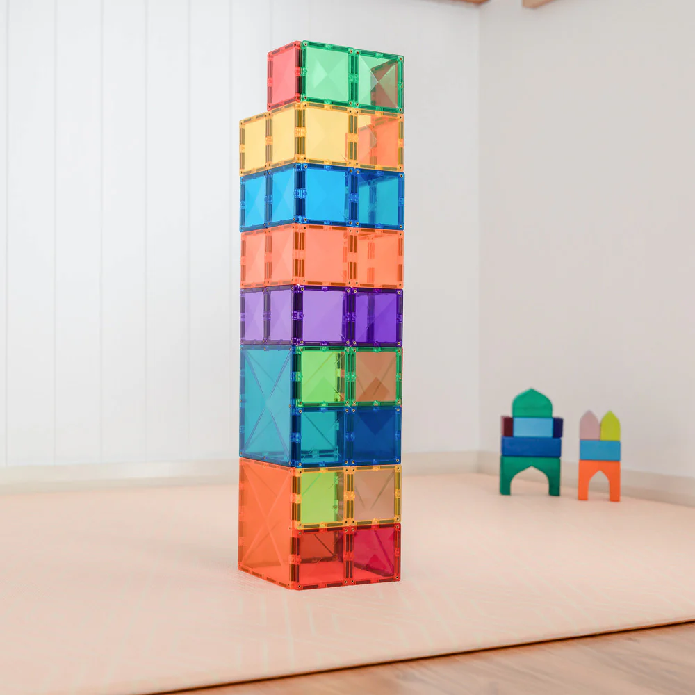 Connetix Magnetic Tiles Rainbow Square 42-Piece Set - Vibrant Colors - Image 5