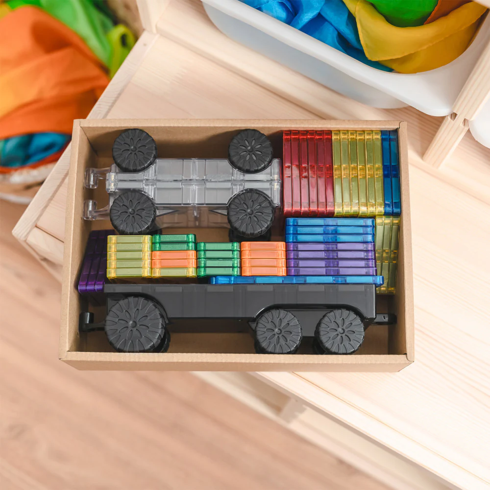 Connetix Magnetic Tiles Rainbow Transport Pack - 50 Piece Set - Image 3