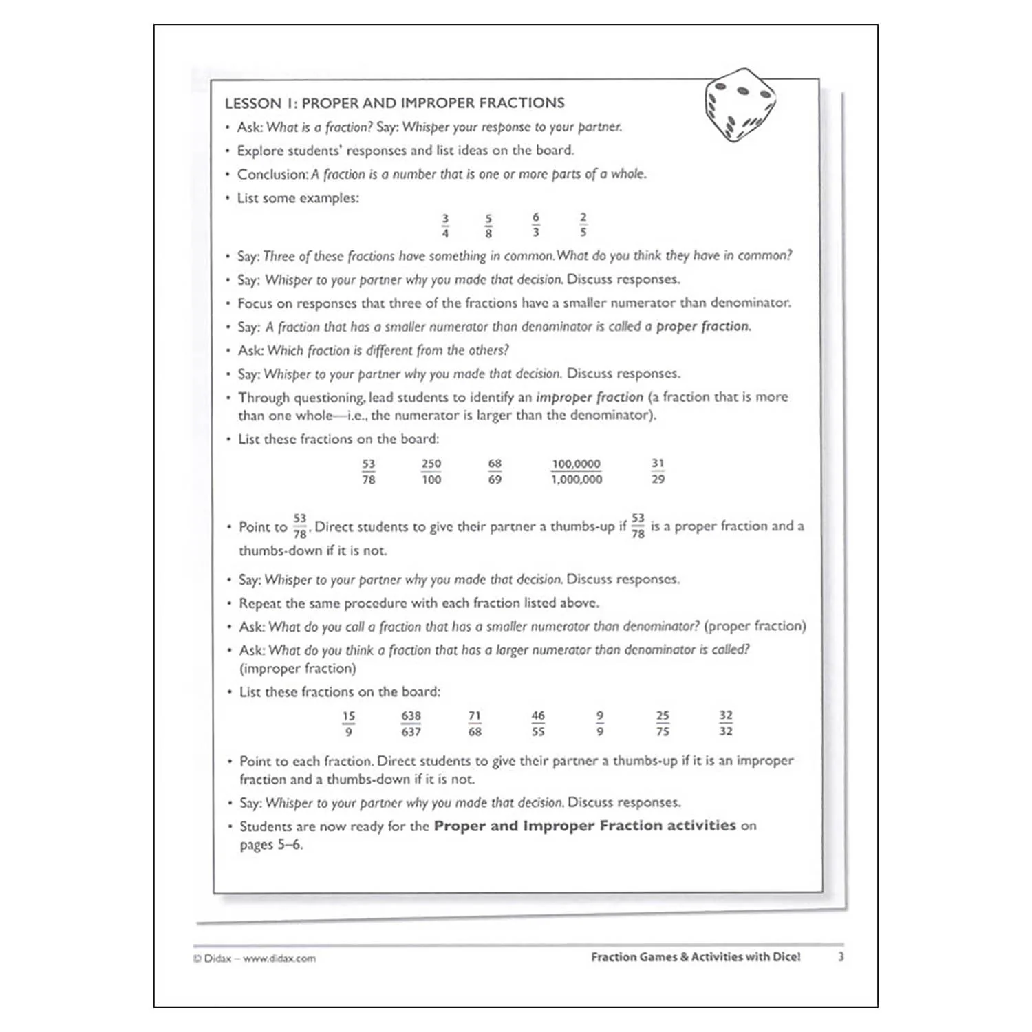 Didax® Fraction Fun - Math Dice Games & Activities Resource Book - Image 5