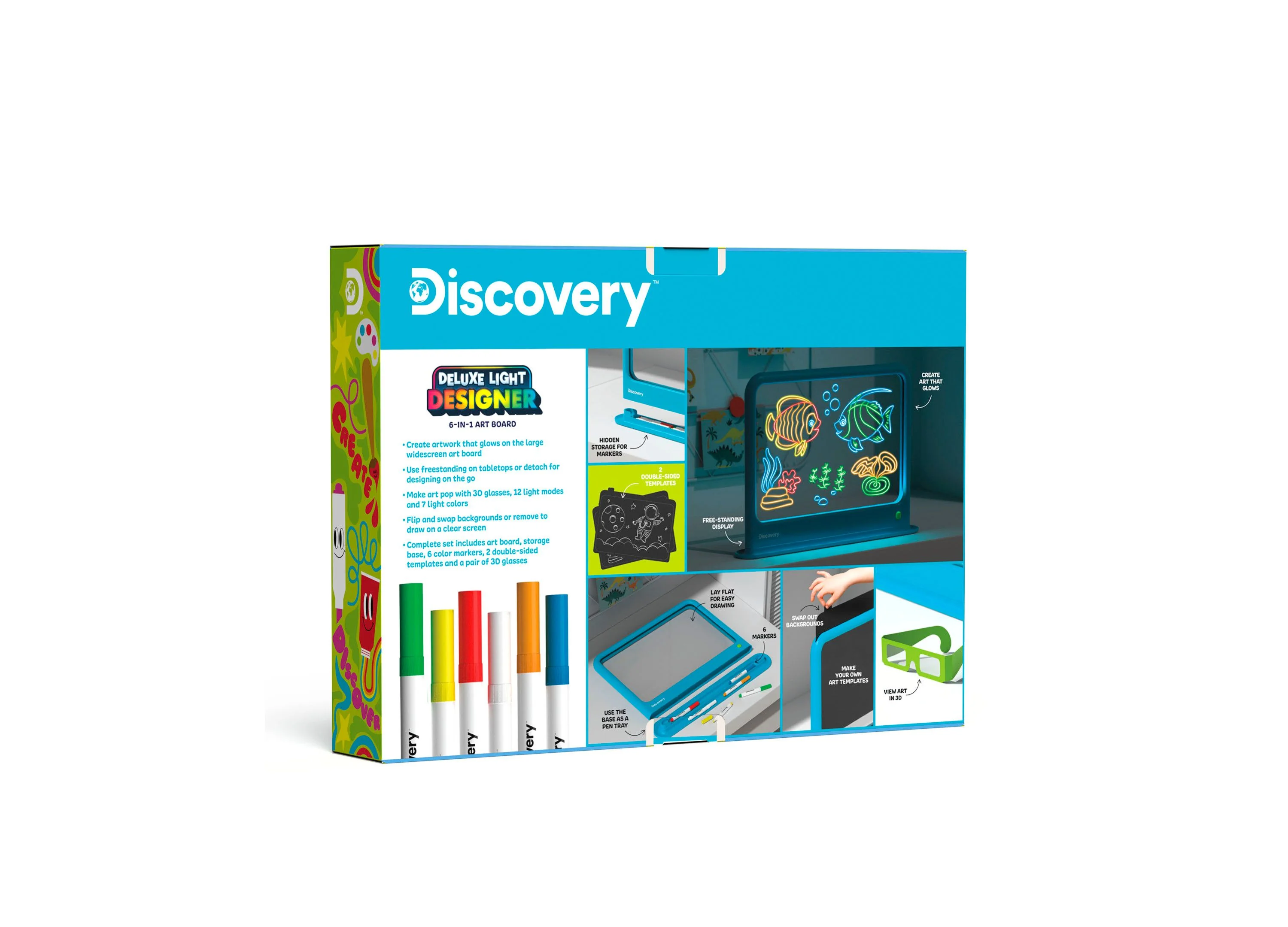 Discovery Kids Deluxe Light Designer 6-in-1 Art Board Drawing Kit - Image 4