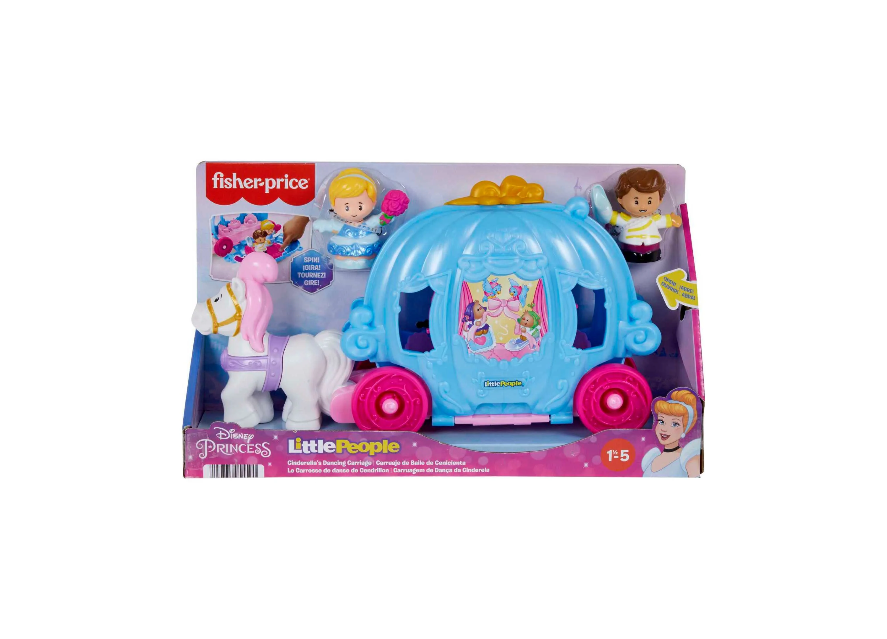 Fisher-Price Little People Disney Princess Cinderella's Dancing Carriage Playset - Image 4