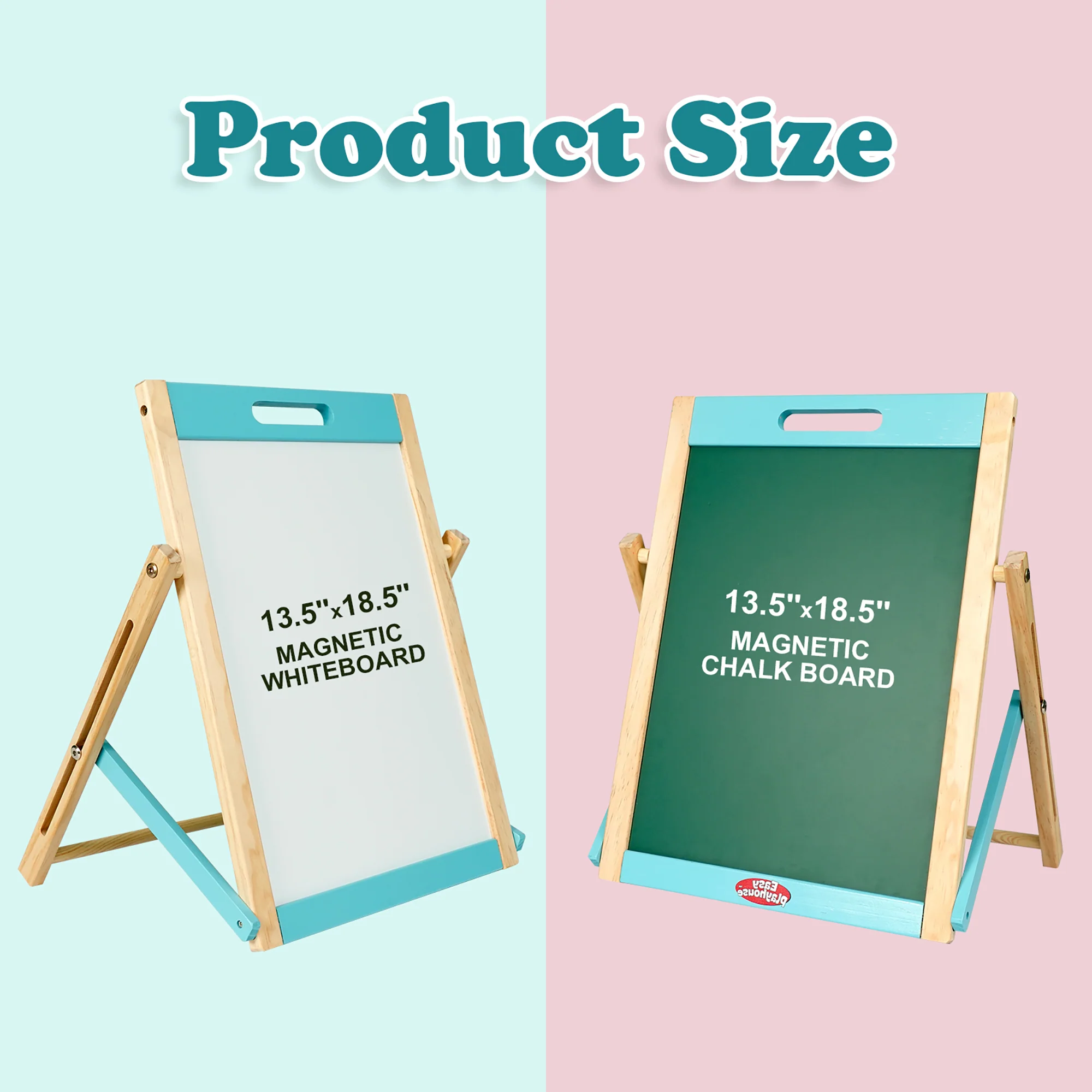 Easy Playhouse Wooden Tabletop Art Easel - Magnetic Double-Sided Chalk & Whiteboard - Image 3