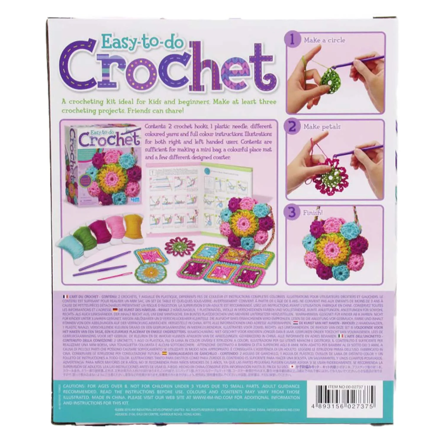 4M Easy-To-Do Crochet Starter Kit With Hooks, Yarn And Instructions - Image 2