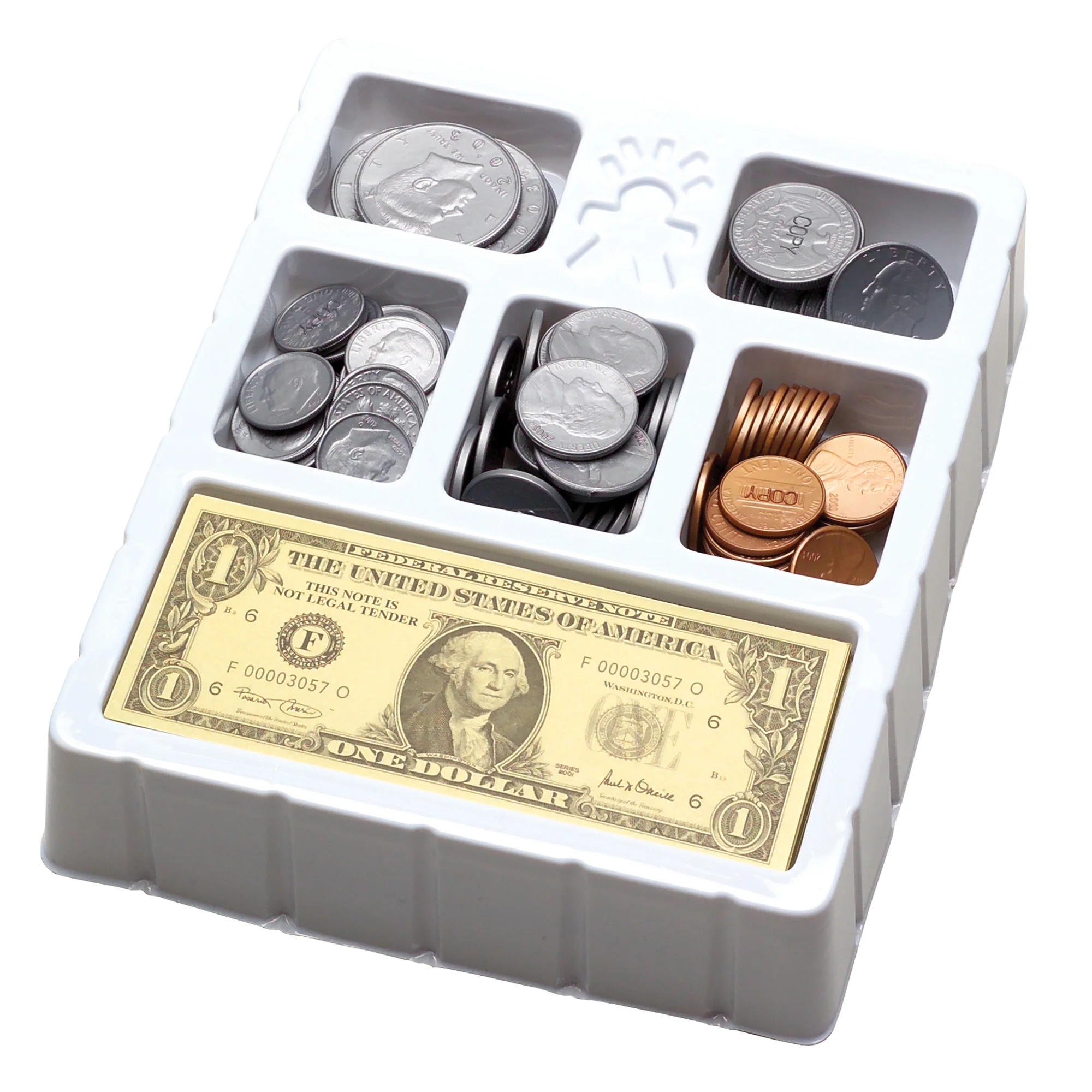 Educational Insights Play Money, Coins & Bills Tray - Realistic Pretend Cash Set - Image 2