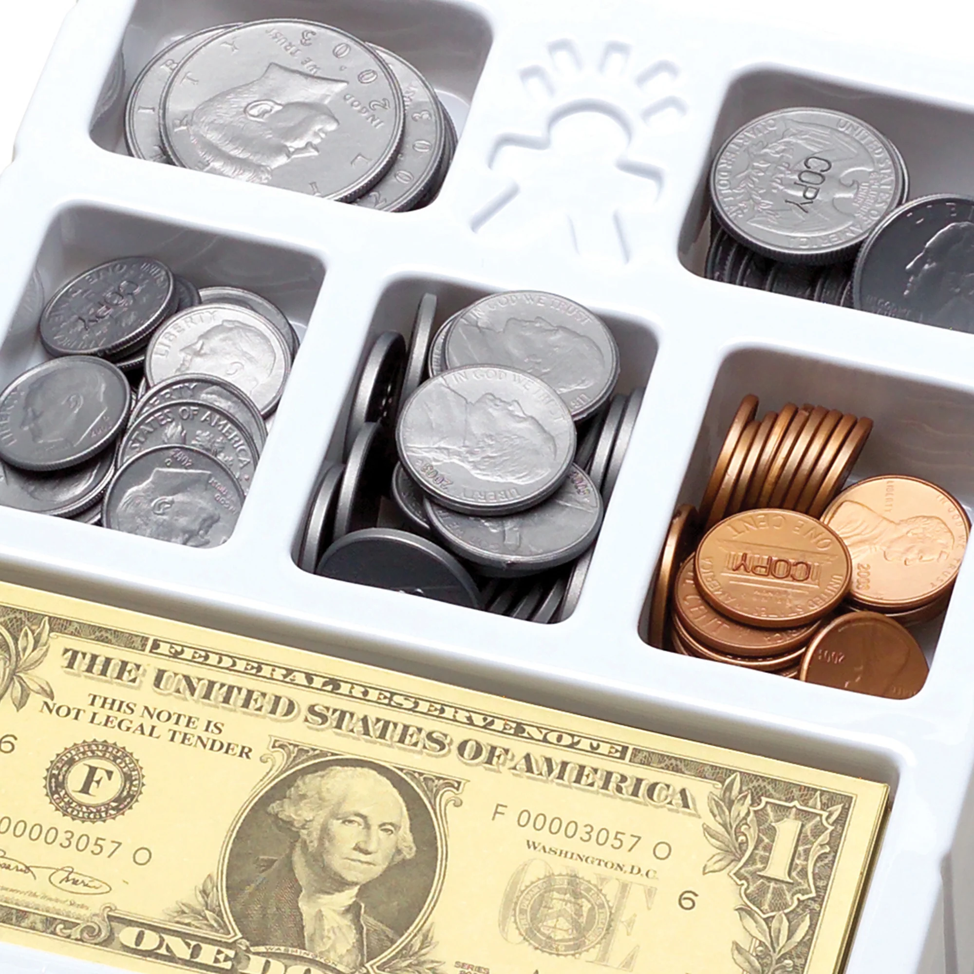 Educational Insights Play Money, Coins & Bills Tray - Realistic Pretend Cash Set - Image 3