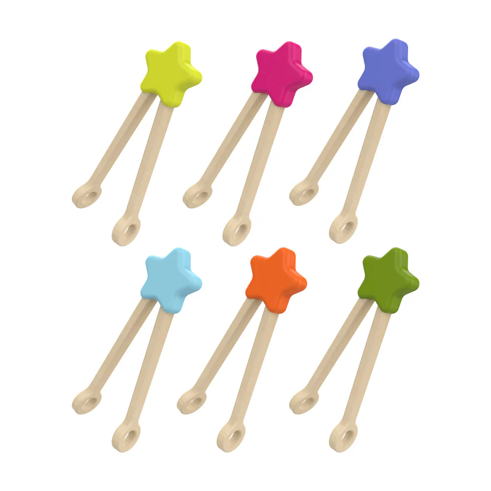 Educational Insights Colorful Wooden Tweezers - Fine Motor Skills Development Set - Pack of 6 - Image 2