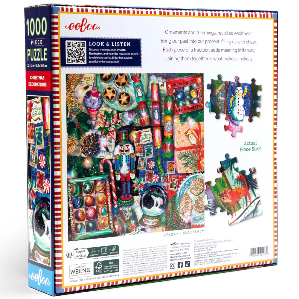 eeBoo Piece & Love Christmas Decorations Jigsaw Puzzle - 1000 pc - Image 2