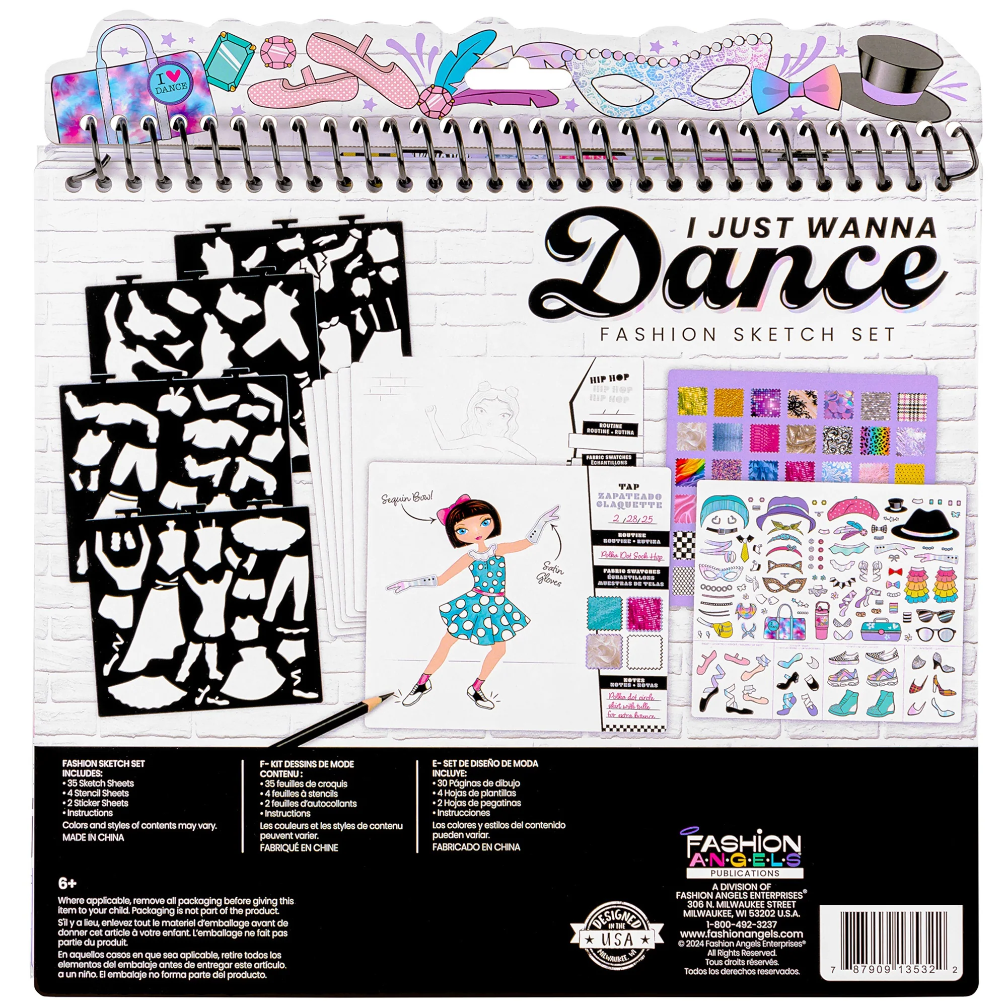 Fashion Angels I Just Wanna Dance Fashion Sketch Set With Stencils And Stickers - Image 3