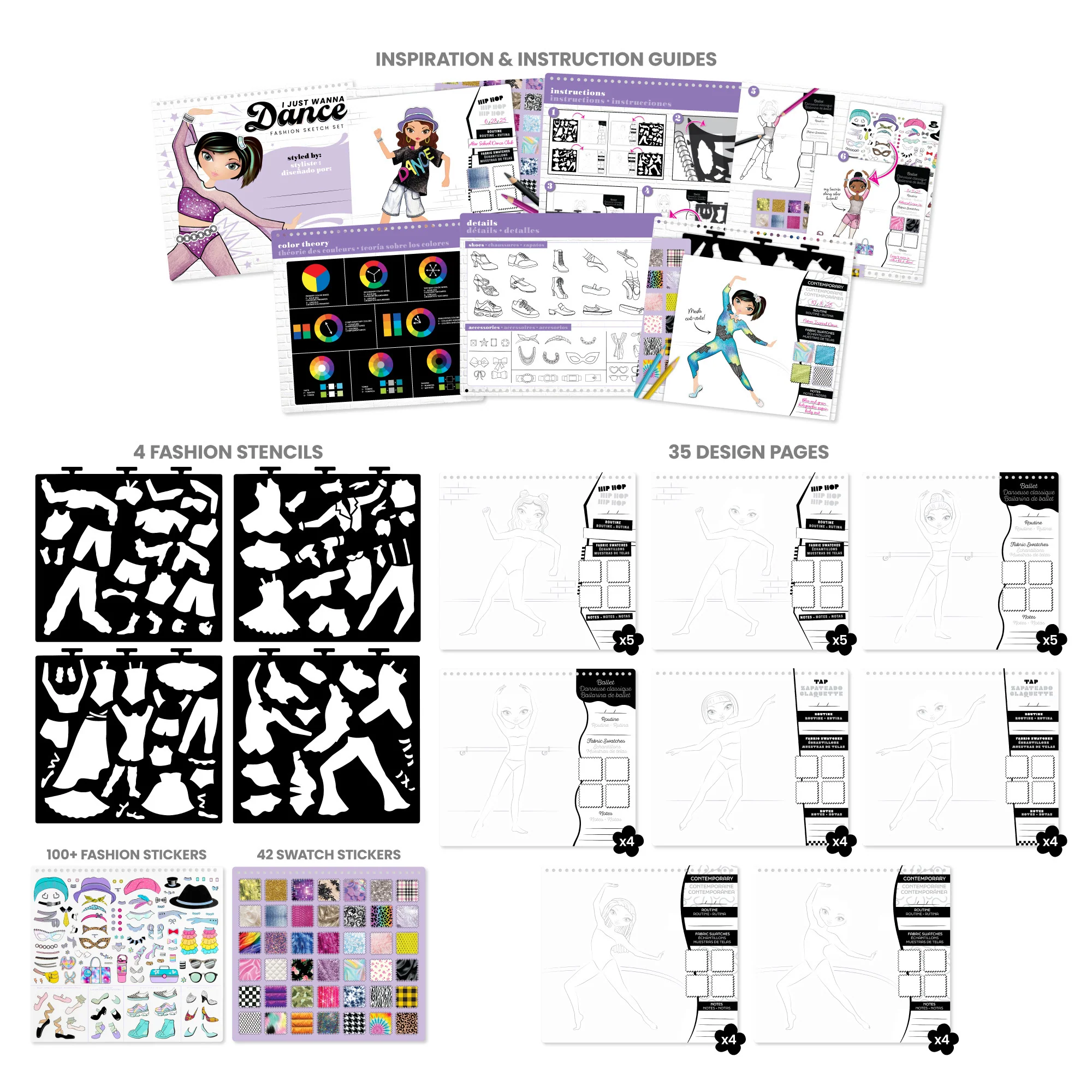 Fashion Angels I Just Wanna Dance Fashion Sketch Set With Stencils And Stickers - Image 5
