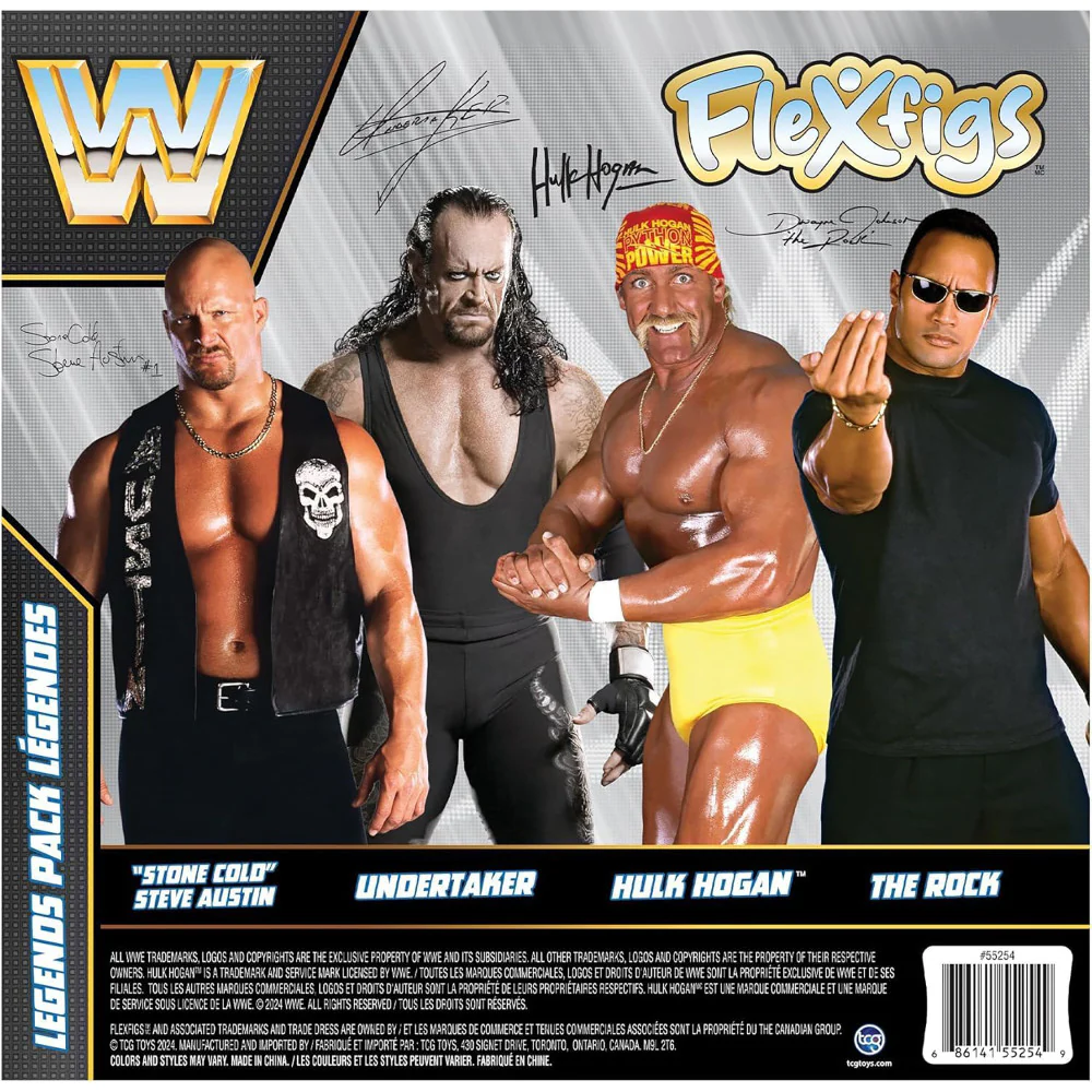 FleXfigs WWE Legends 4-7 inch Articulated Action Figures - The Rock, Hulk Hogan, Stone Cold, Undertaker - Image 2