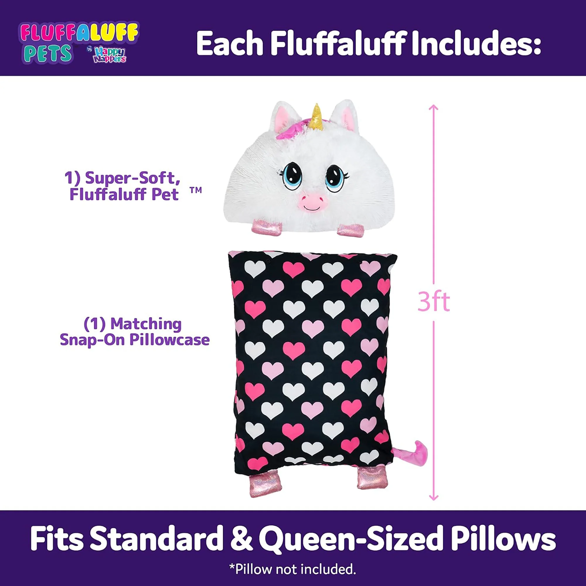 Happy Nappers Arianna Unicorn 36 inch 2-in-1 Play and Sleep Pillow - Image 2