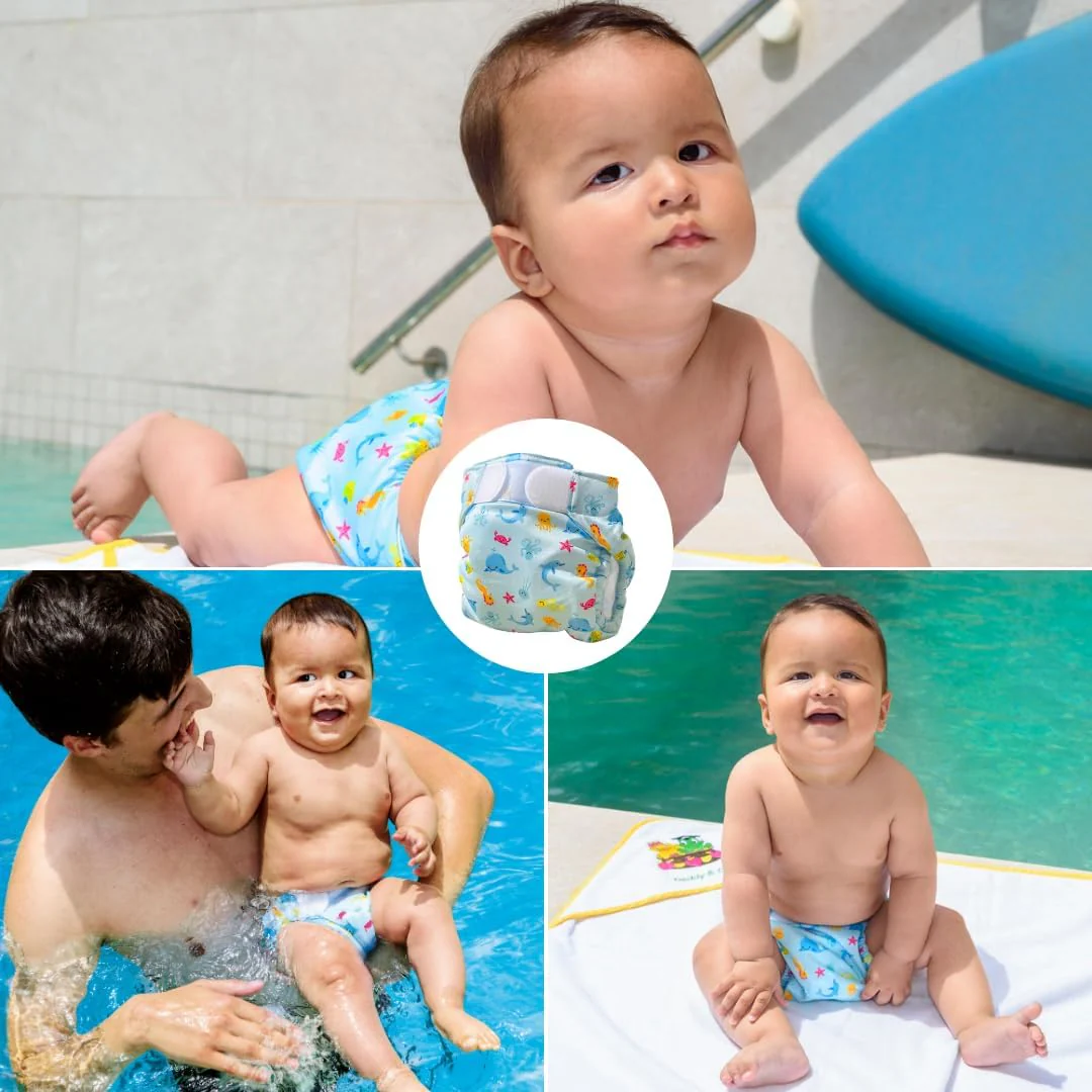 FREDS SWIM ACADEMY Blue Splash Swim Nappy for Babies and Toddlers - Image 5