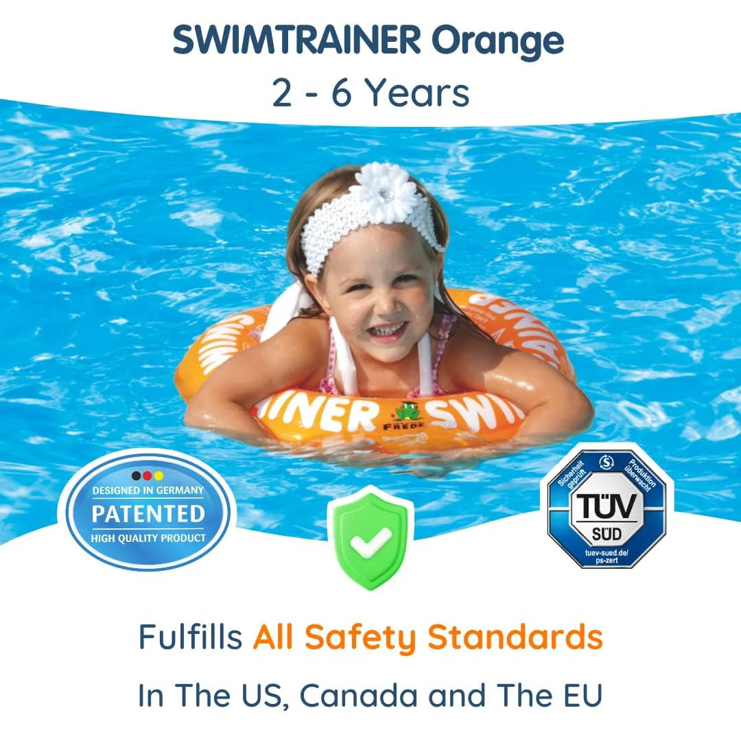 FREDS SWIM ACADEMY SWIMTRAINER Classic Orange - Secure Toddler Pool Float - Image 2