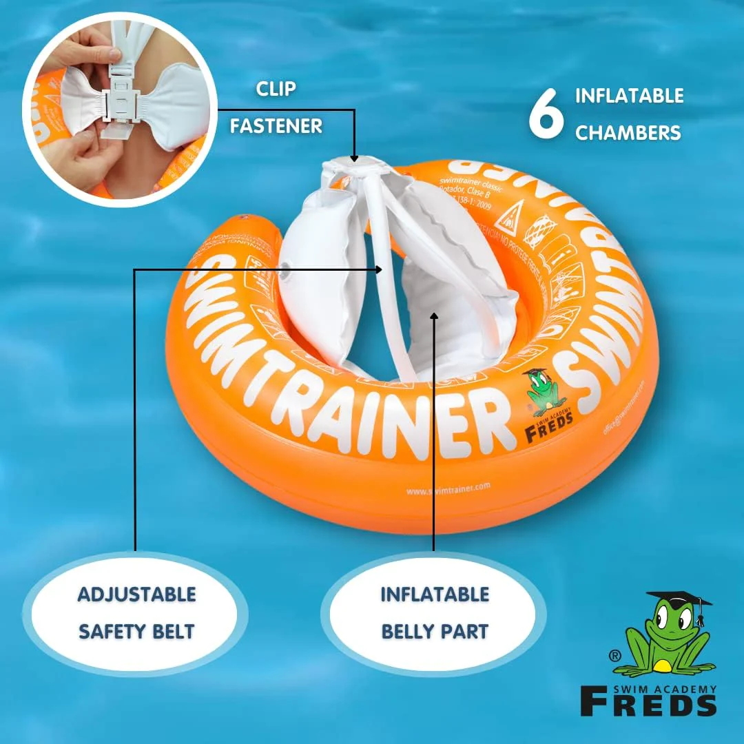 FREDS SWIM ACADEMY SWIMTRAINER Classic Orange - Secure Toddler Pool Float - Image 3