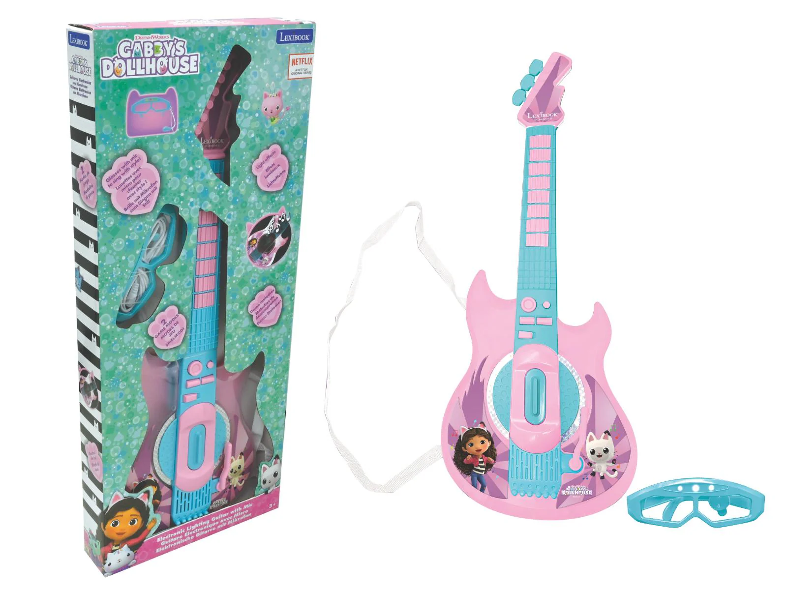 Gabby's Dollhouse Rockstar Lighting Guitar with Mic and Glasses - Image 4