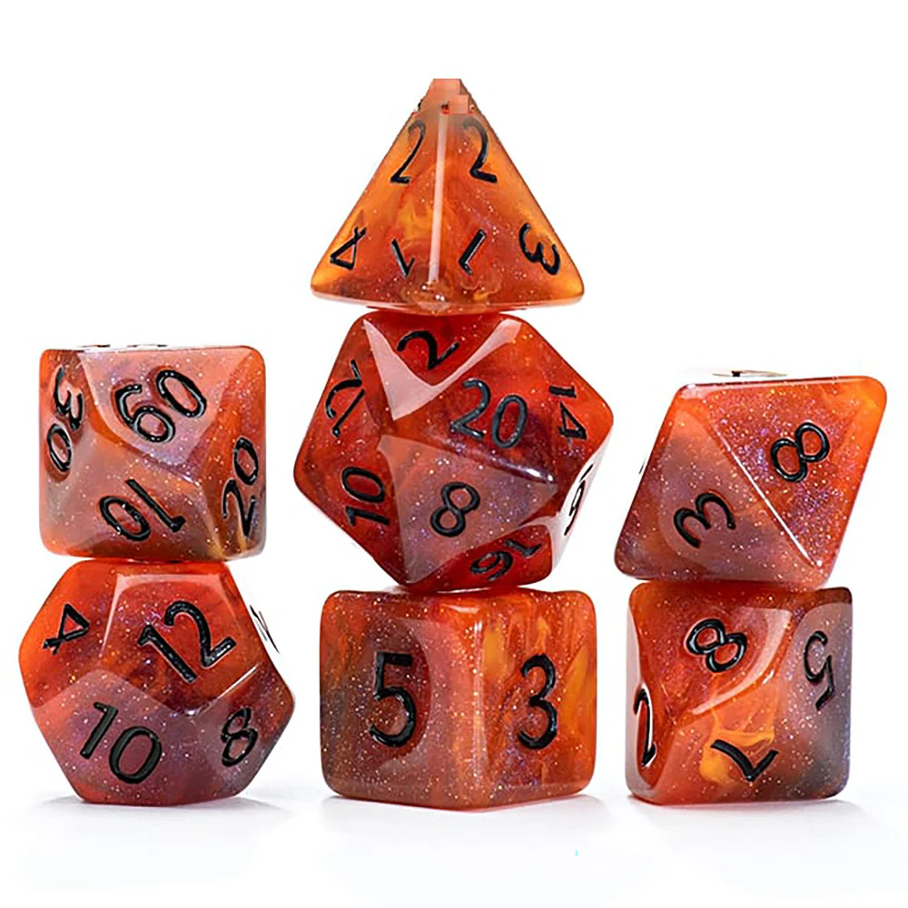 Gate Keeper Games Aether Dice: Fireball - 7pc RPG Dice Set
