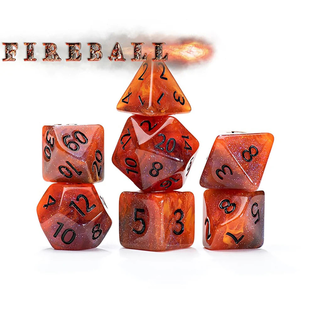 Gate Keeper Games Aether Dice: Fireball - 7pc RPG Dice Set - Image 2
