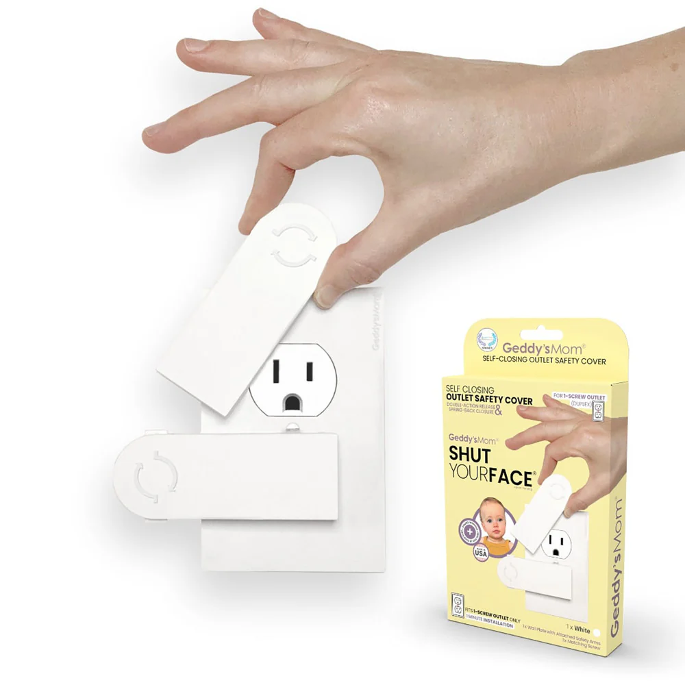 Geddy's Mom: Shut Your Face - White Self-Closing Outlet Safety Cover - Image 2