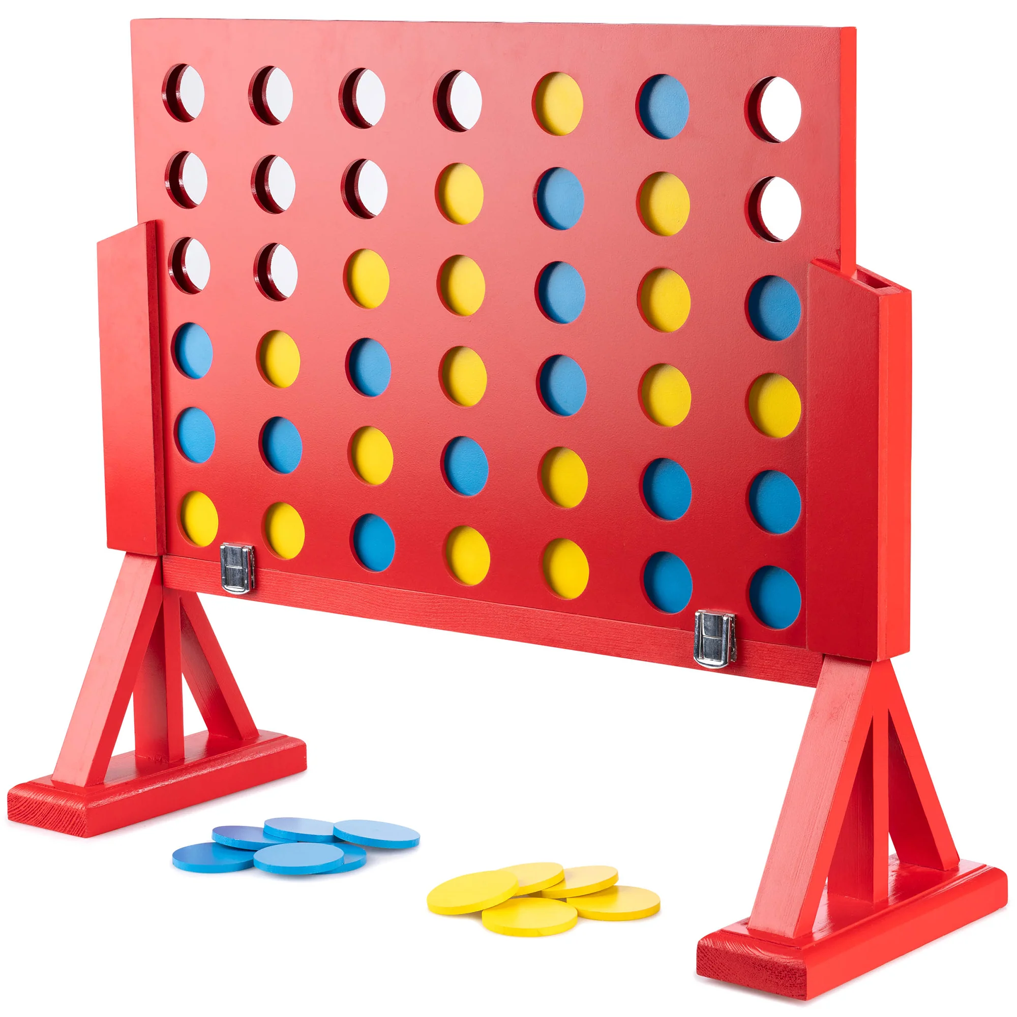 Grasshopper Games Giant 4-In-A-Row Wood Game with Travel Bag for Indoor/Outdoor Fun