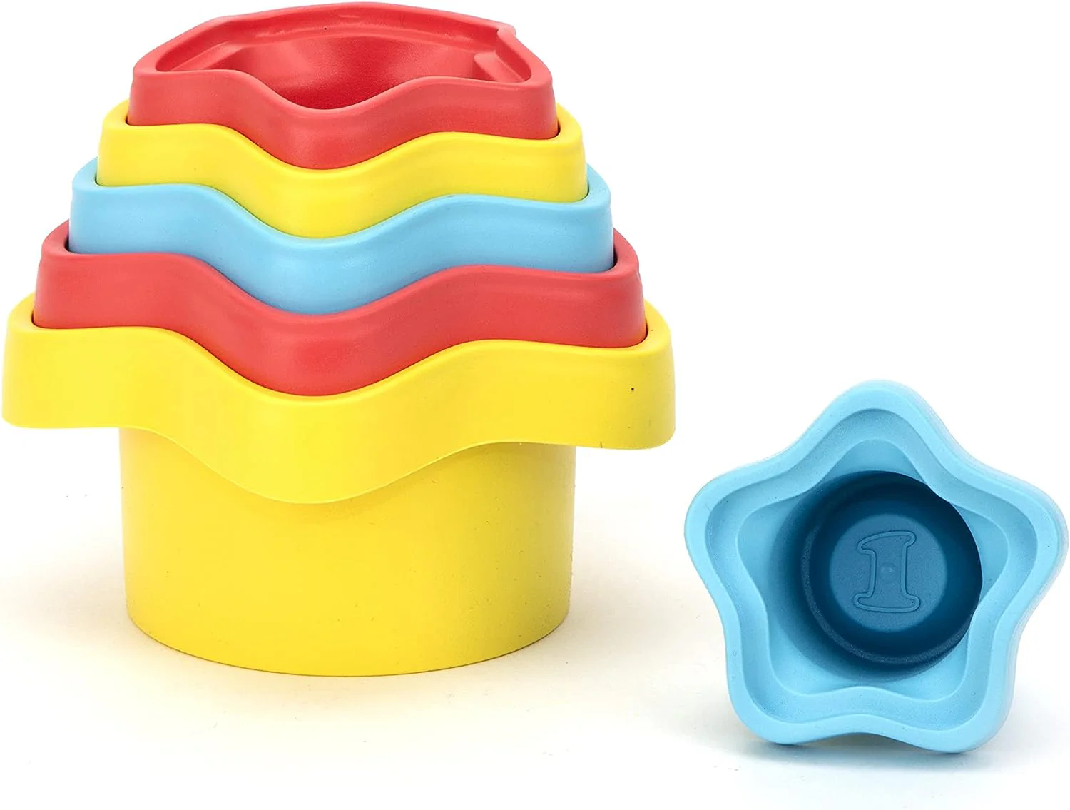 Green Toys Eco-Friendly Stacking Cups ‚Äì Purple/Blue/Green Bath Toy - Image 2