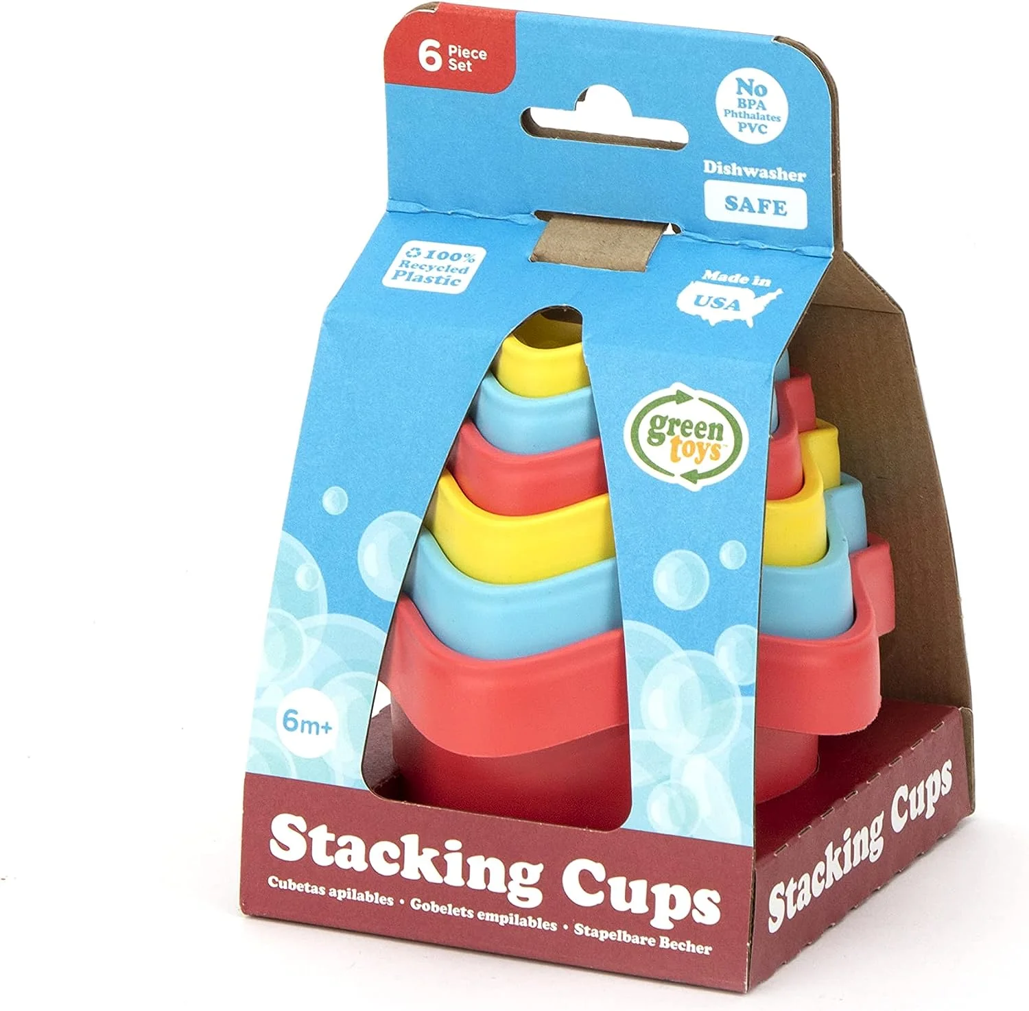 Green Toys Eco-Friendly Stacking Cups ‚Äì Purple/Blue/Green Bath Toy - Image 3