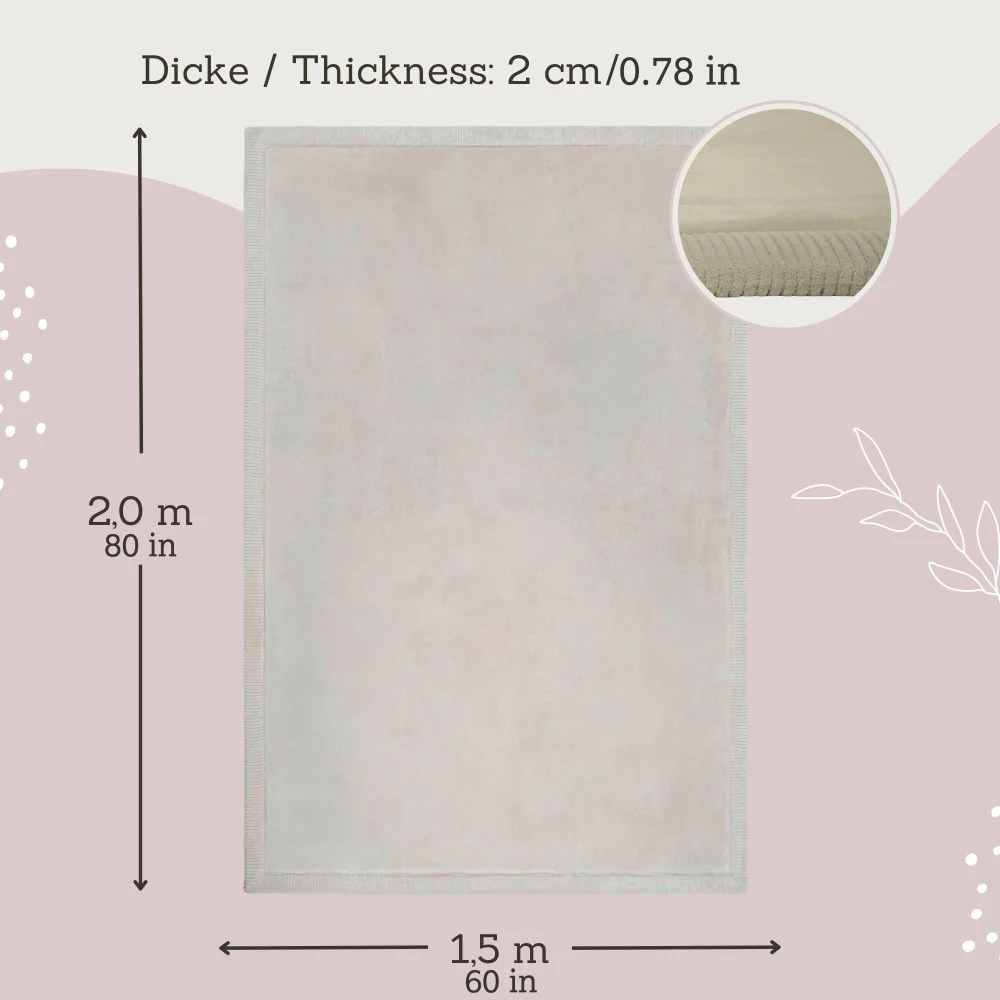 Hakuna Matte: Plush Coral Velvet Baby Playmat - Soft Grey - Image 2